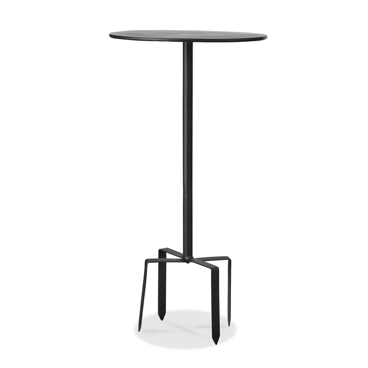 Table d'appoint Fermont noire en métal au design minimaliste, parfaite pour un intérieur moderne.