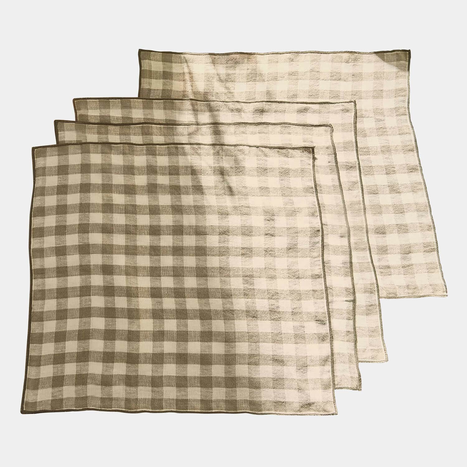 Lot de 4 serviettes Marrowby Ensemble de quatre serviettes en coton à carreaux beige et blanc pour décoration de table