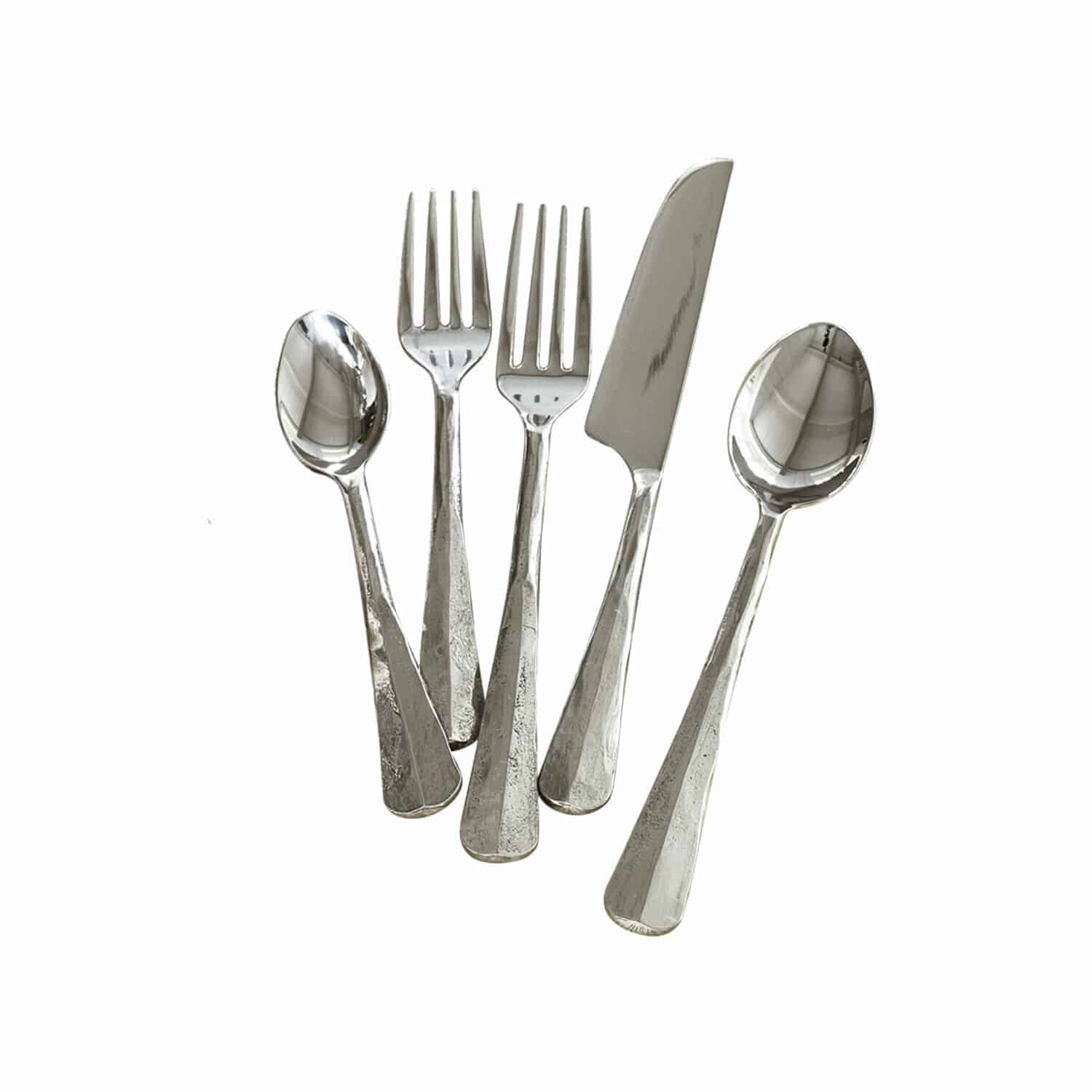 Couverts Malden Ensemble de couverts en acier inoxydable argenté avec cuillère, fourchette et couteau pour usage quotidien