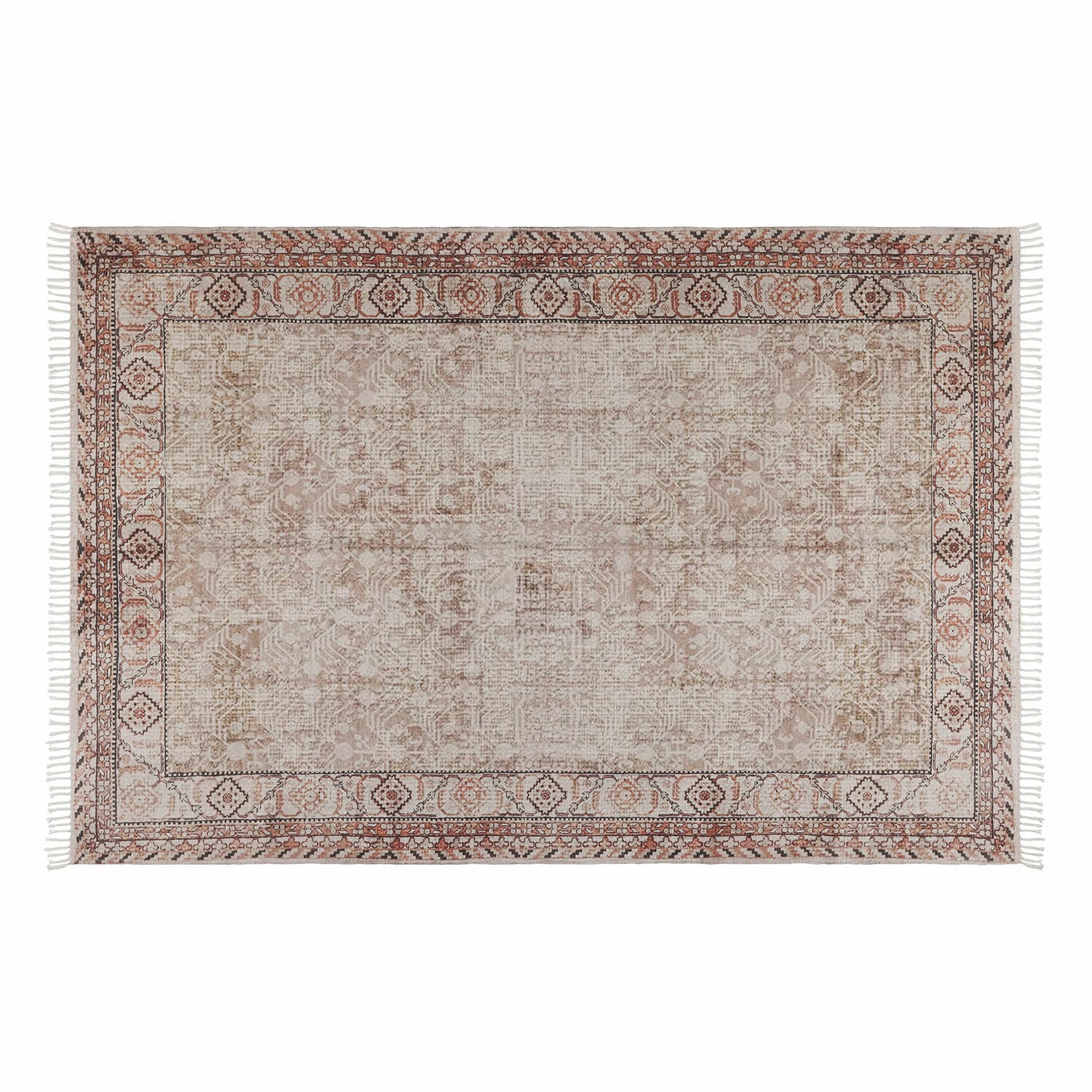 Tapis outdoor Bunbury marron beige avec motif subtil, résistant aux intempéries pour terrasse ou jardin