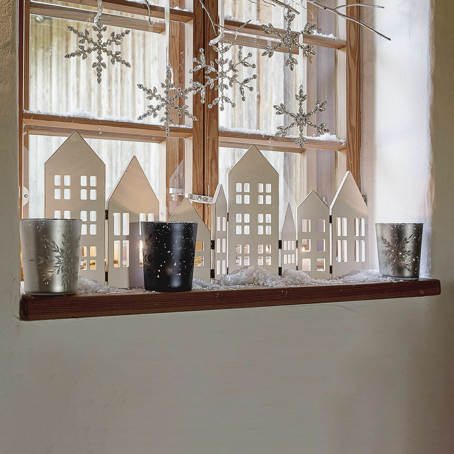 Lot de 3 photophores Snowflakes