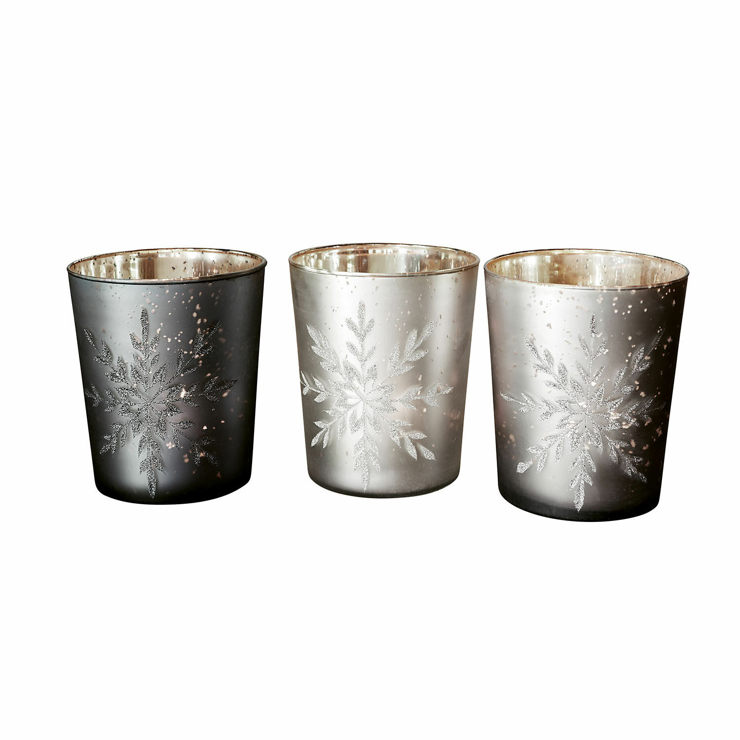 Lot de 3 photophores Snowflakes