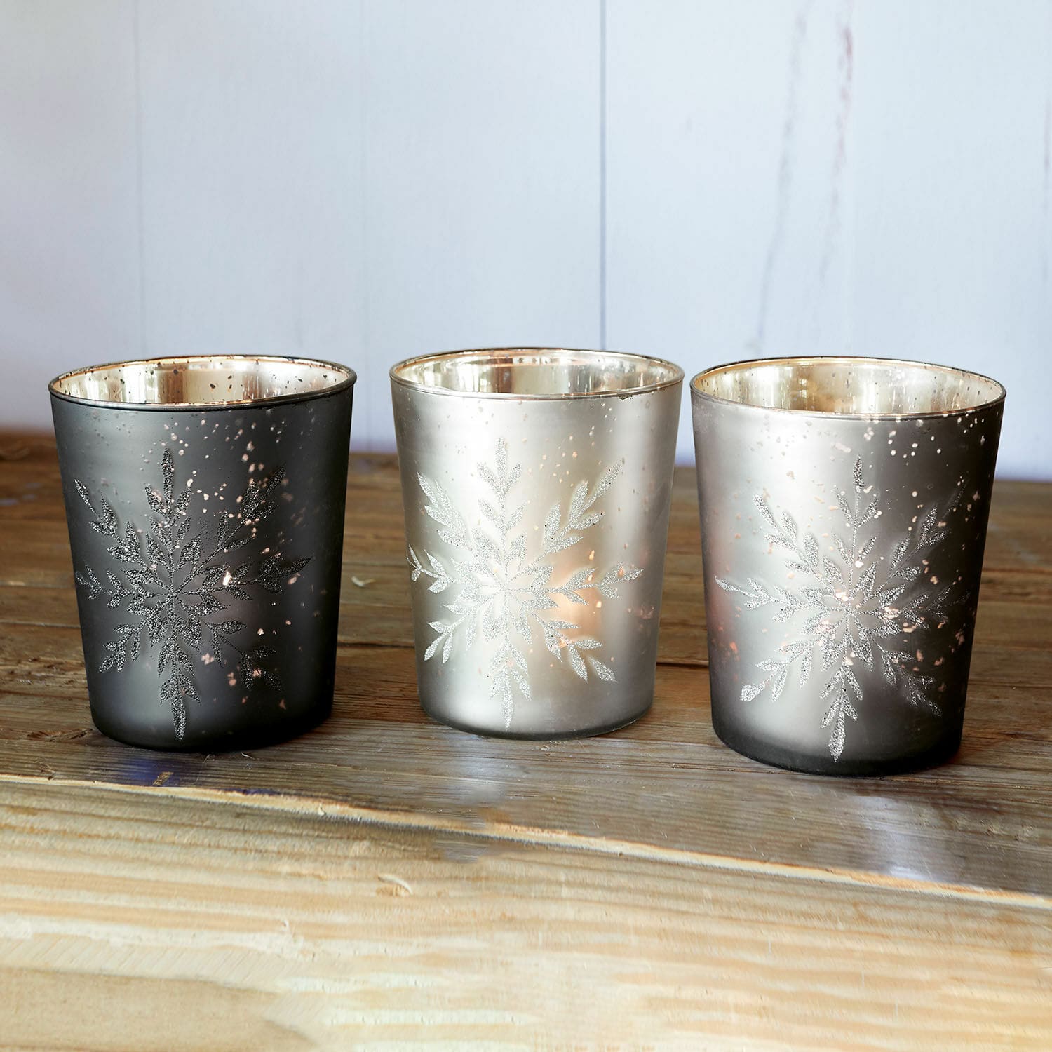 Lot de 3 photophores Snowflakes