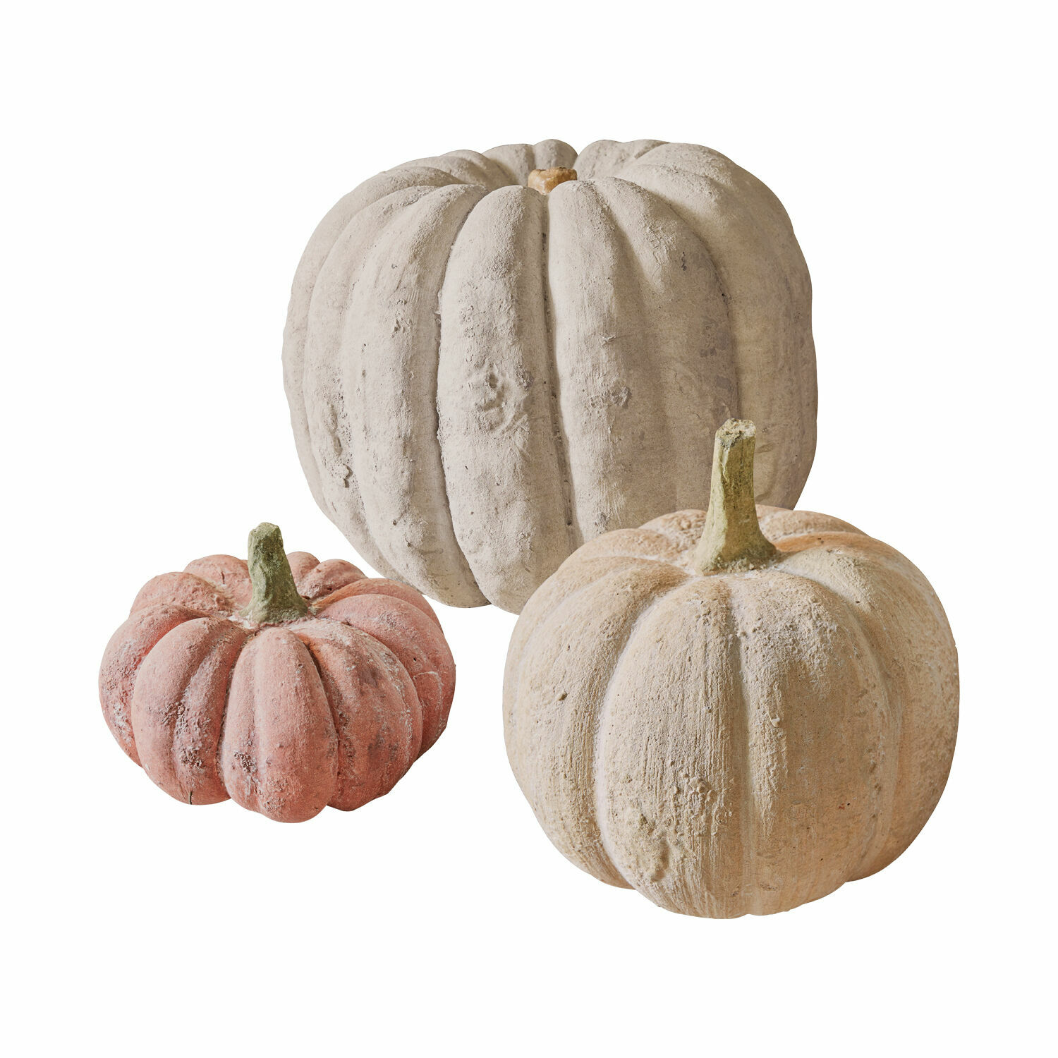 multicolore Ensemble de 3 citrouilles décoratives en béton aux couleurs naturelles pour décoration d'automne