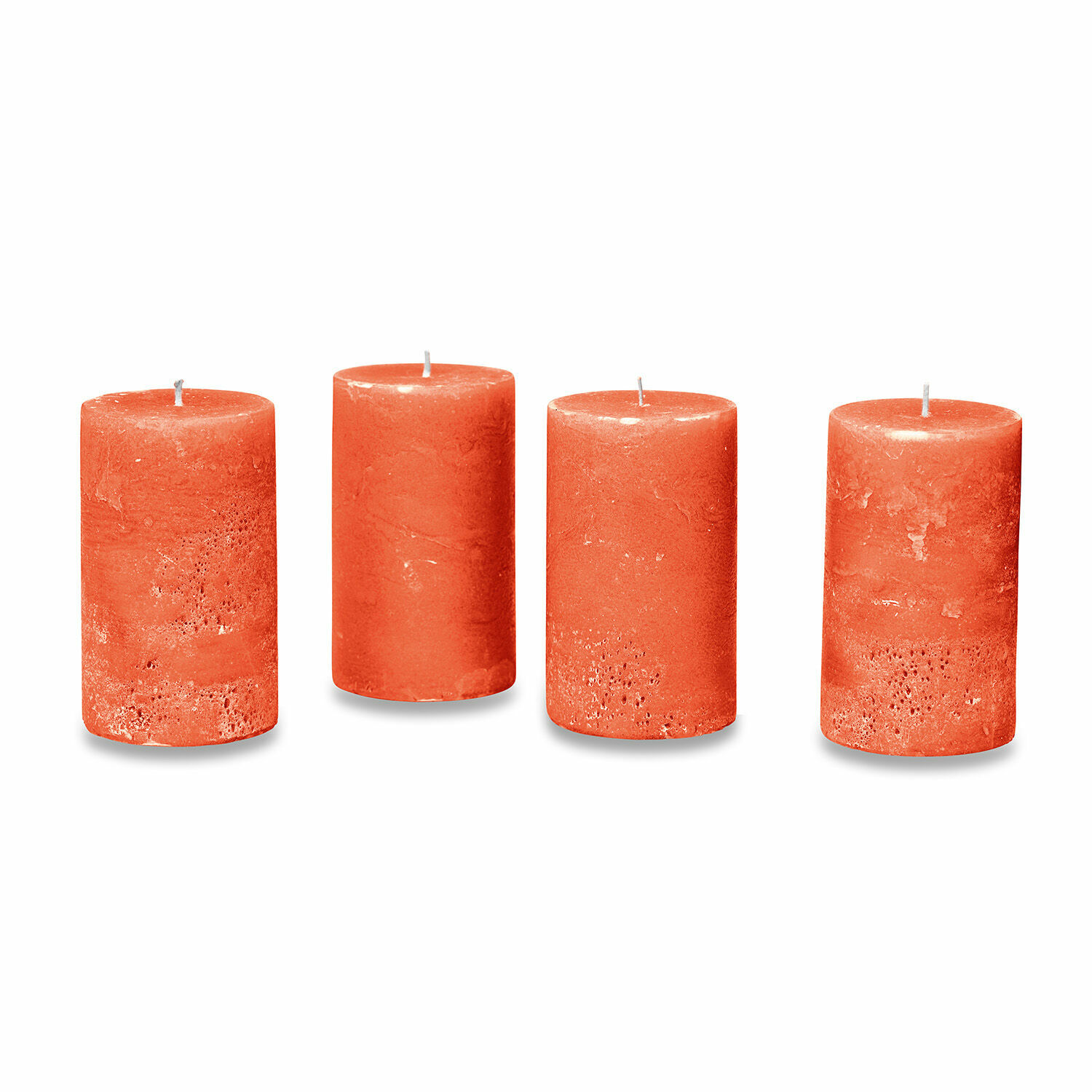 orange Lot de 4 bougies Braga orange en cire, décorations lumineuses pour intérieur chaleureux