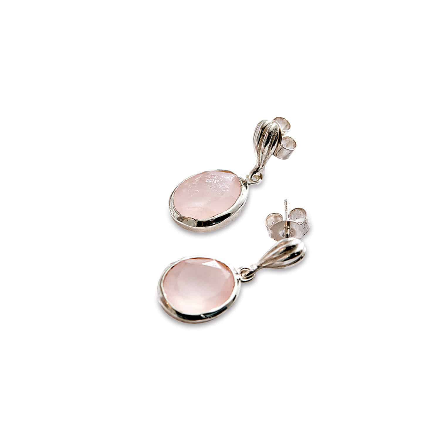 Boucles d'oreilles Meadow Boucles d'oreilles délicates avec pierre rose et monture argentée, bijou élégant pour femme
