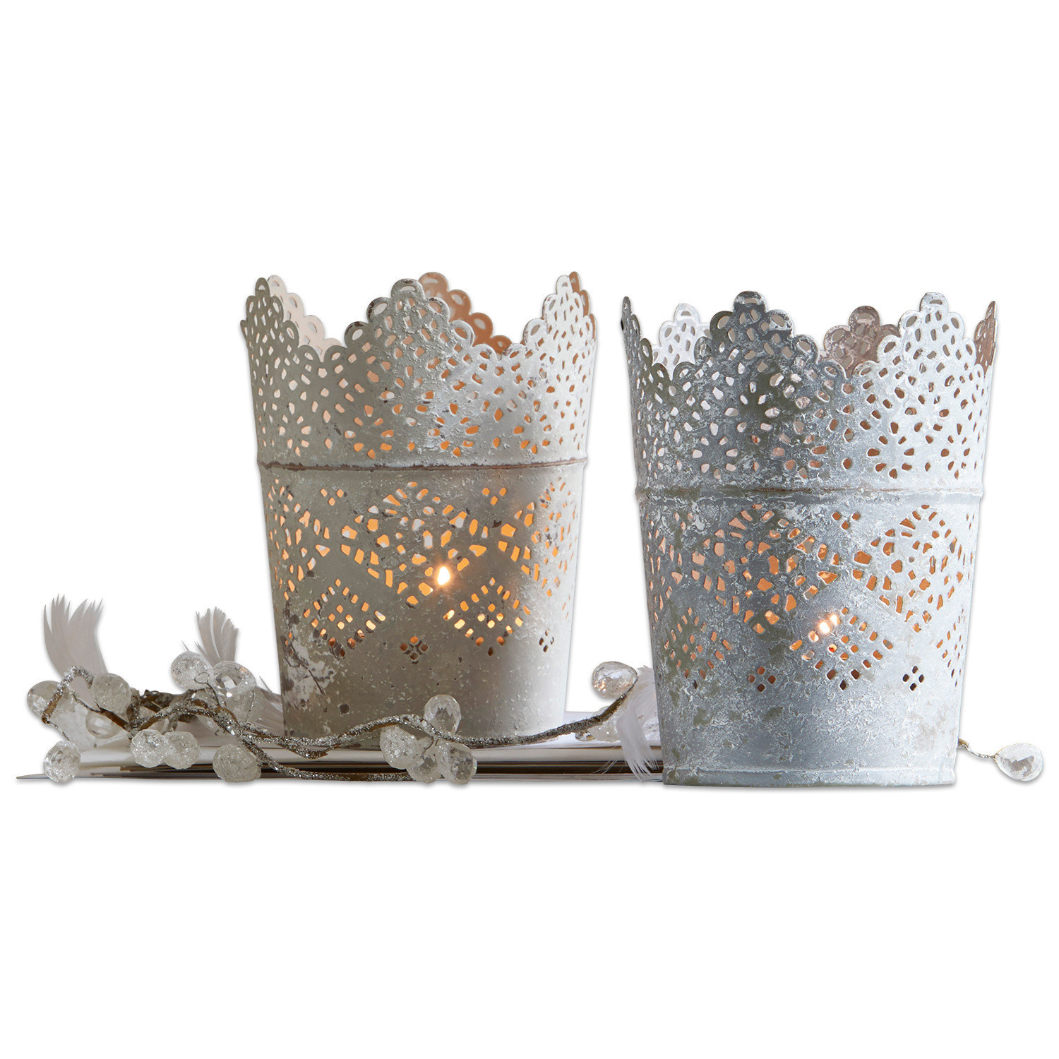 Lot de 2 photophores Crown