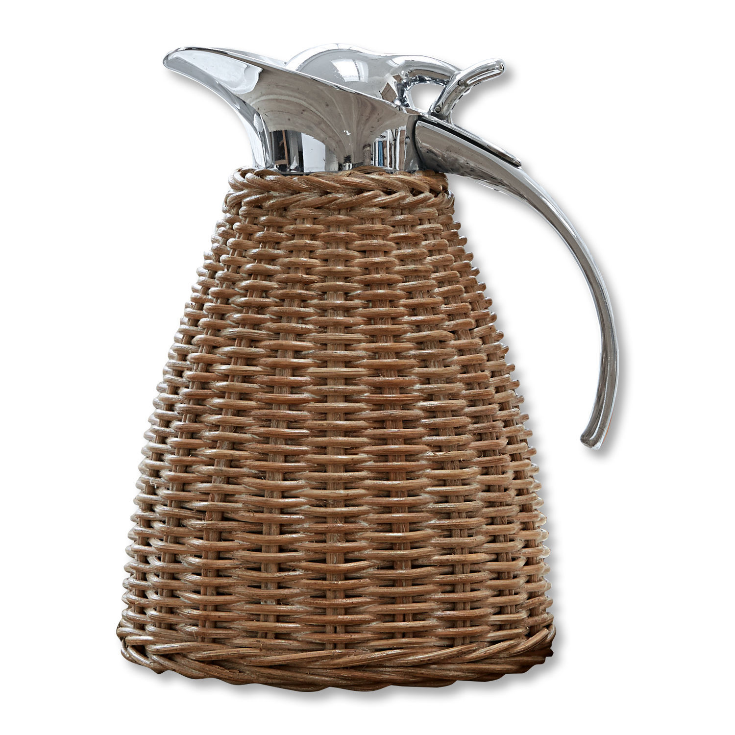 Pichet isotherme Senta Carafe en osier avec poignée en métal argenté, couleur naturelle, pour servir des boissons