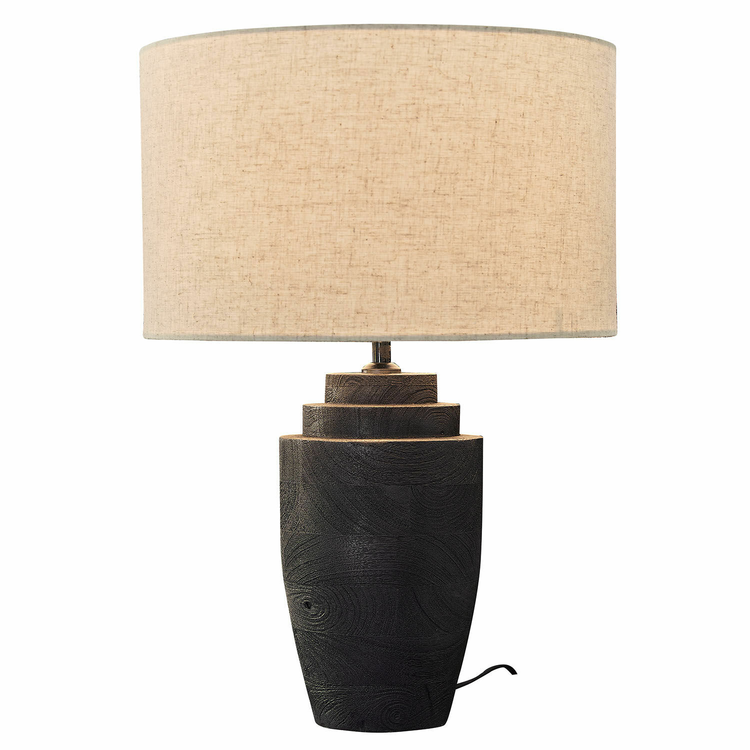 Lampe à poser Daphielle Lampe de table en bois noir avec abat-jour beige, design moderne pour salon