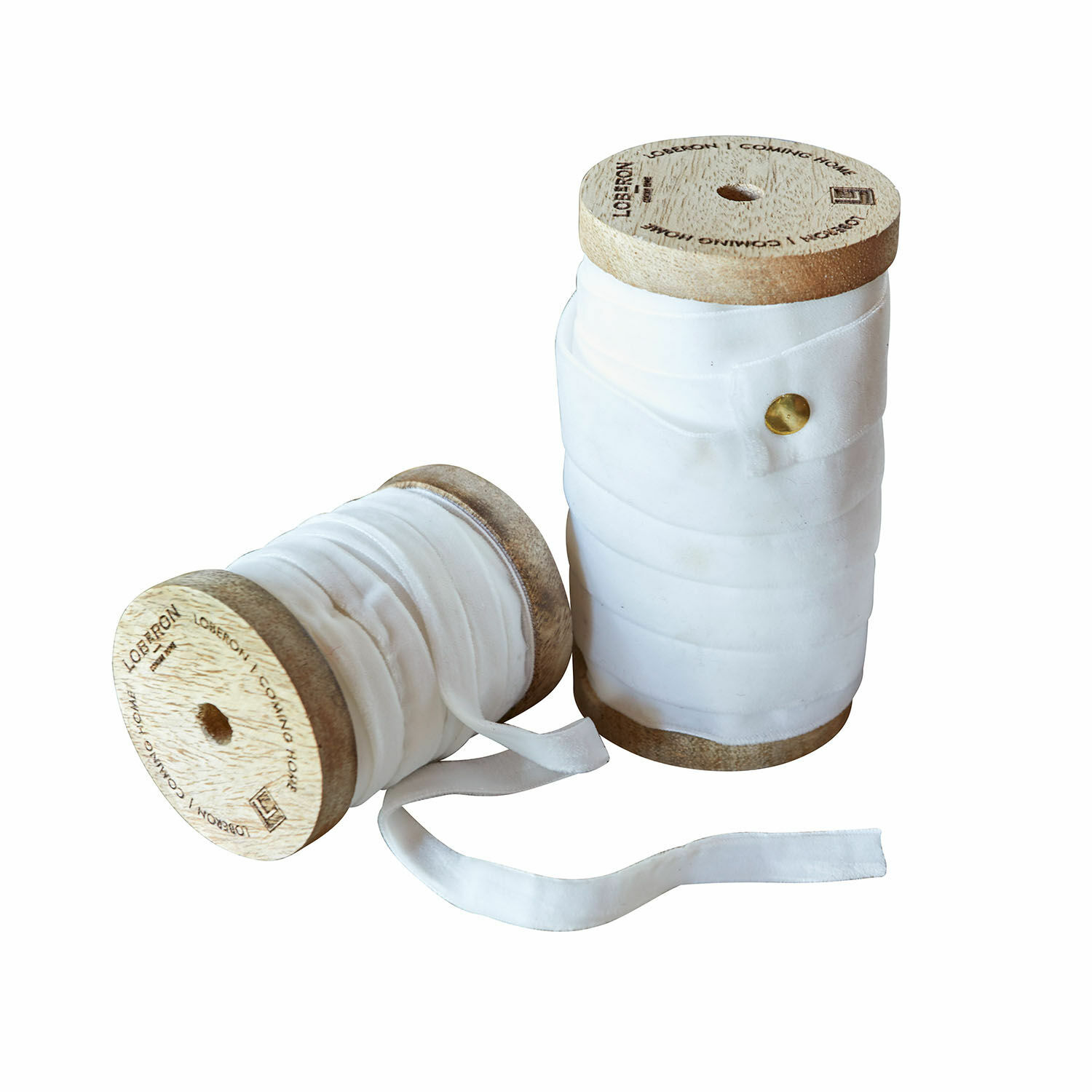 crème Rubans en velours crème sur bobines en bois pour décoration et loisirs créatifs