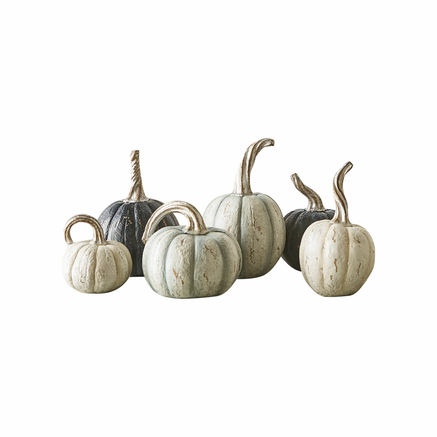 crème/vert/noir Ensemble de 6 citrouilles décoratives Yokane en crème, vert et noir pour décoration automnale