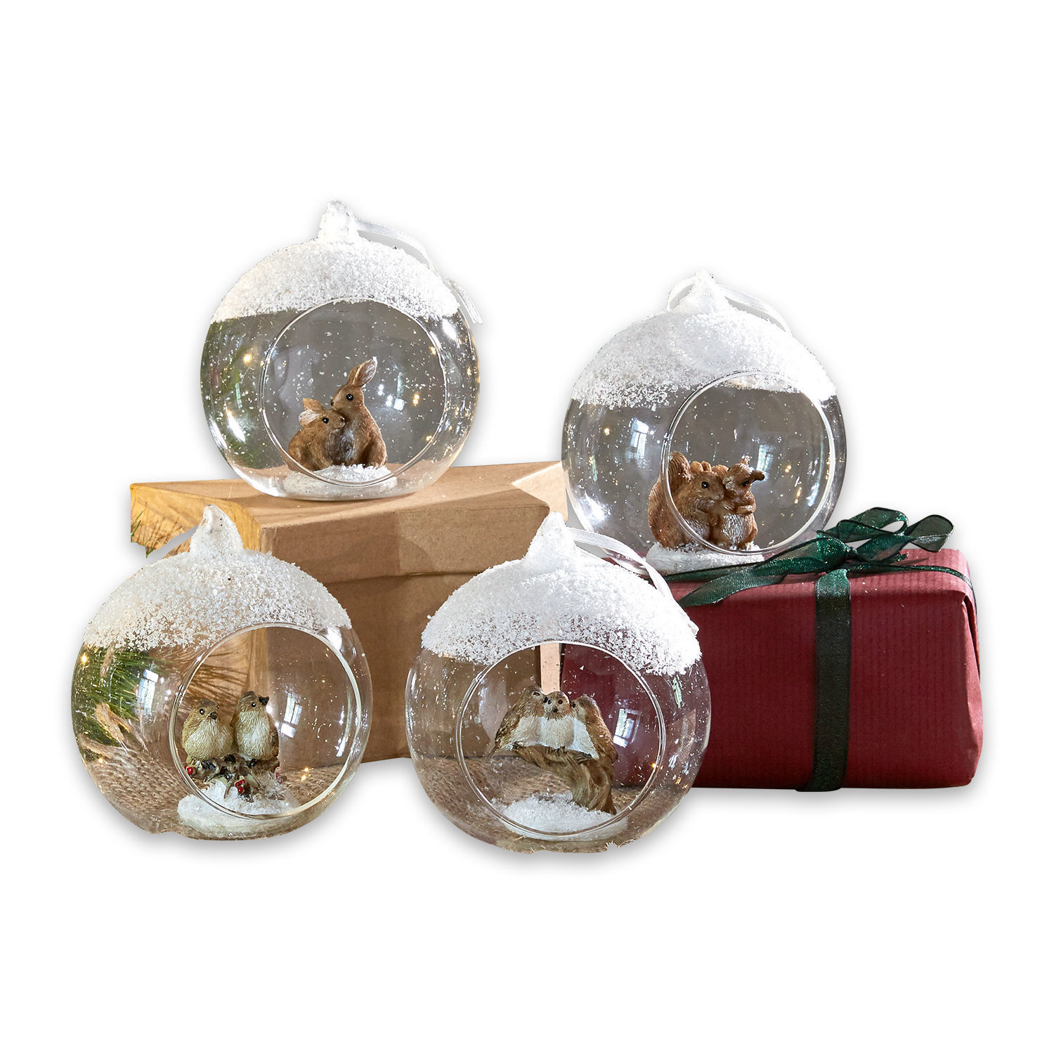 Lot de 4 décorations de Noël Animals
