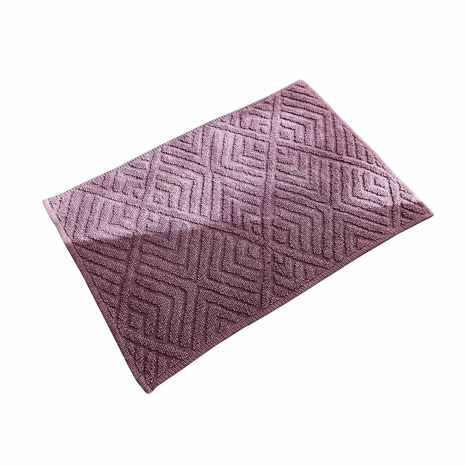 Tapis de bain bordeaux Ulexis en tissu doux avec motif géométrique, parfait pour salle de bain