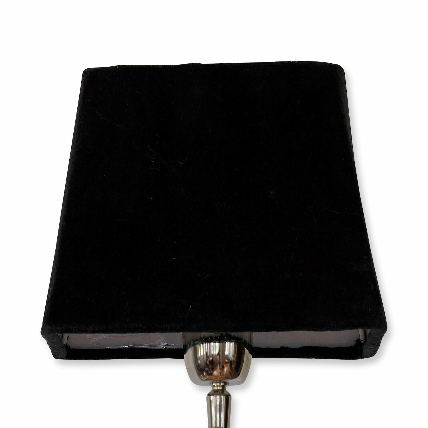noir velours Abat-jour Linderas en velours noir avec fixation métallique, accessoire élégant pour lampe d'intérieur