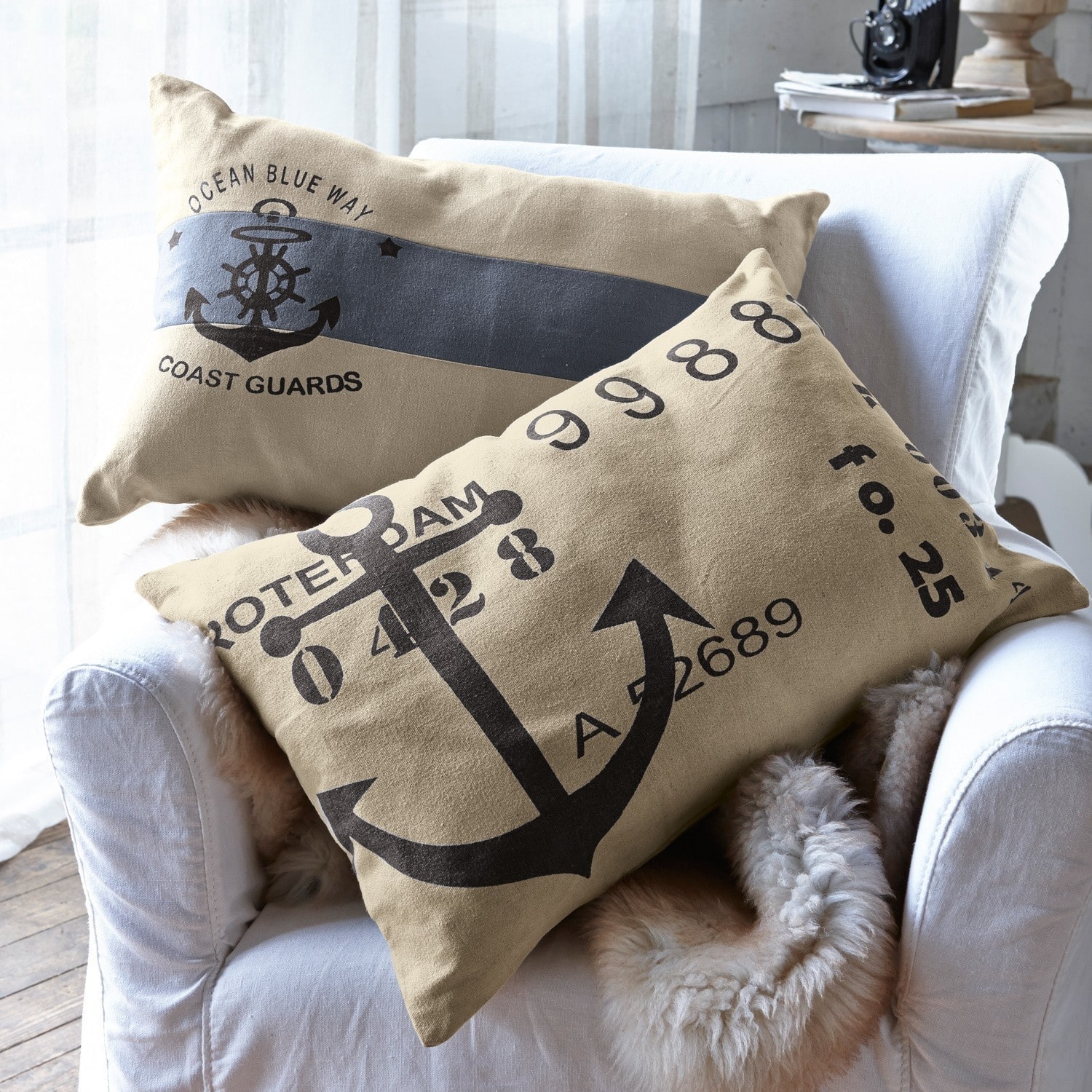 Lot de 2 housses de coussin Nautico