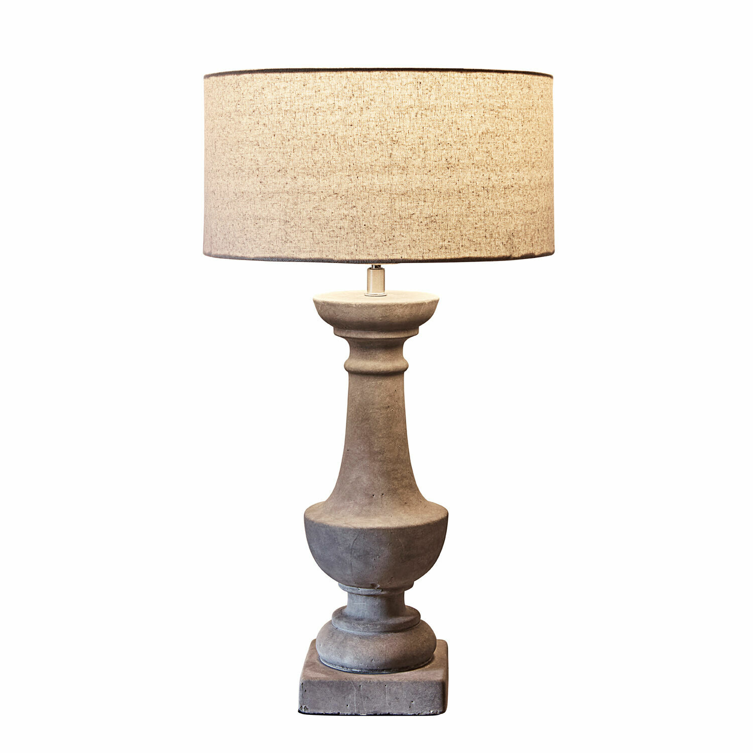 Lampe à poser Tifaine Lampe de table en béton gris avec abat-jour beige, design moderne pour salon élégant