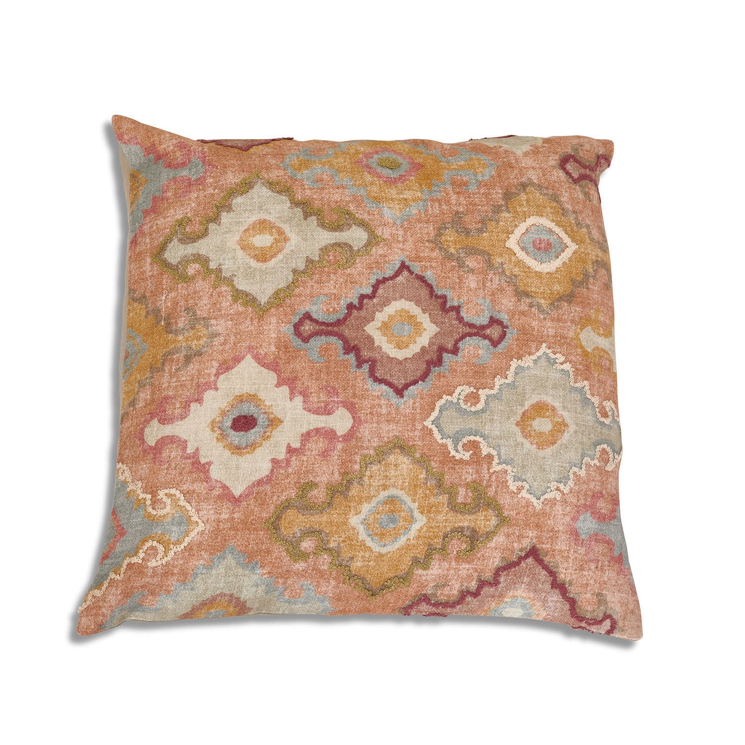 Coussin Donzy Coussin décoratif avec motif ethnique aux tons chauds orange et beige pour salon cosy