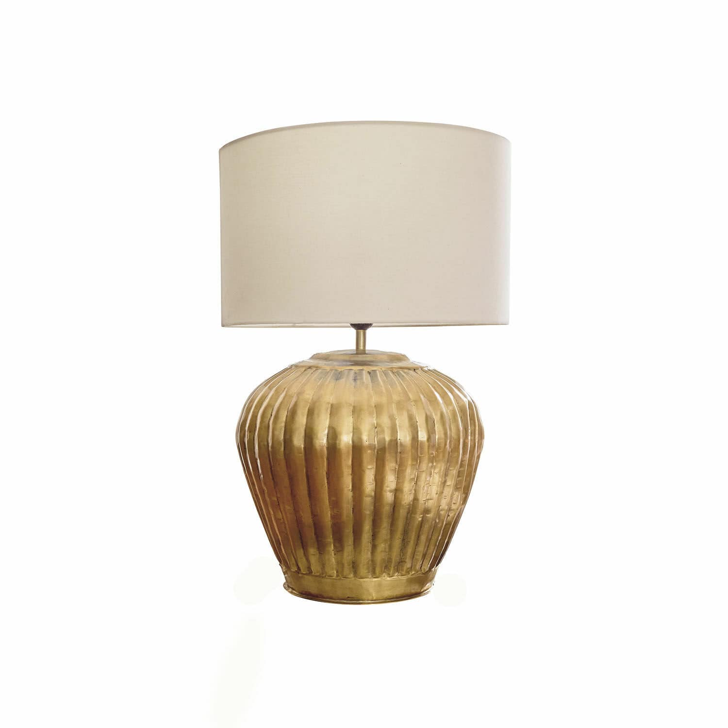 Lampe à poser Fauville Lampe de table en laiton avec abat-jour crème, lampe décorative pour salon ou chambre
