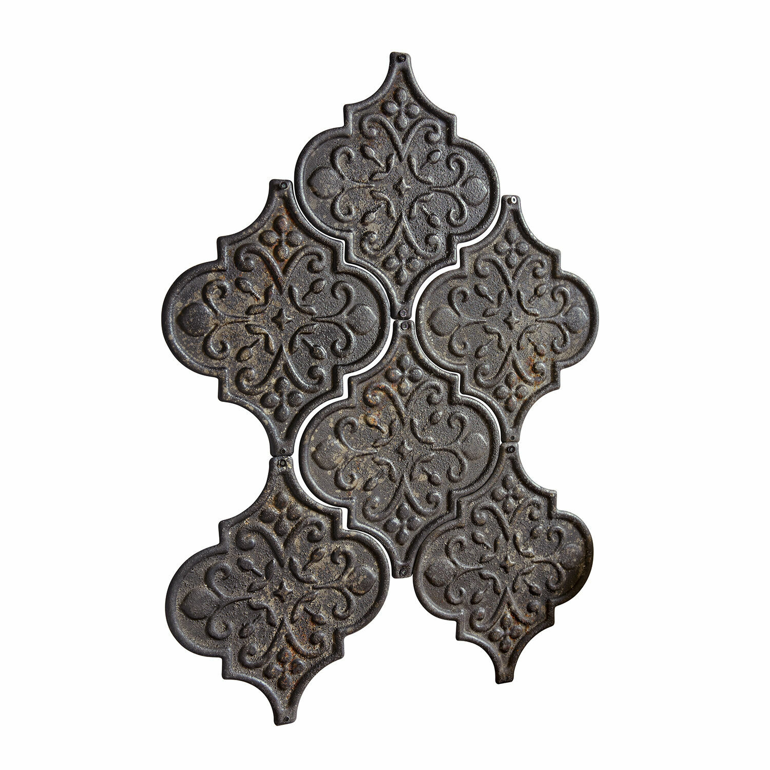 Ensemble de 6 ornements muraux en métal noir antique Halira avec motif décoratif élégant