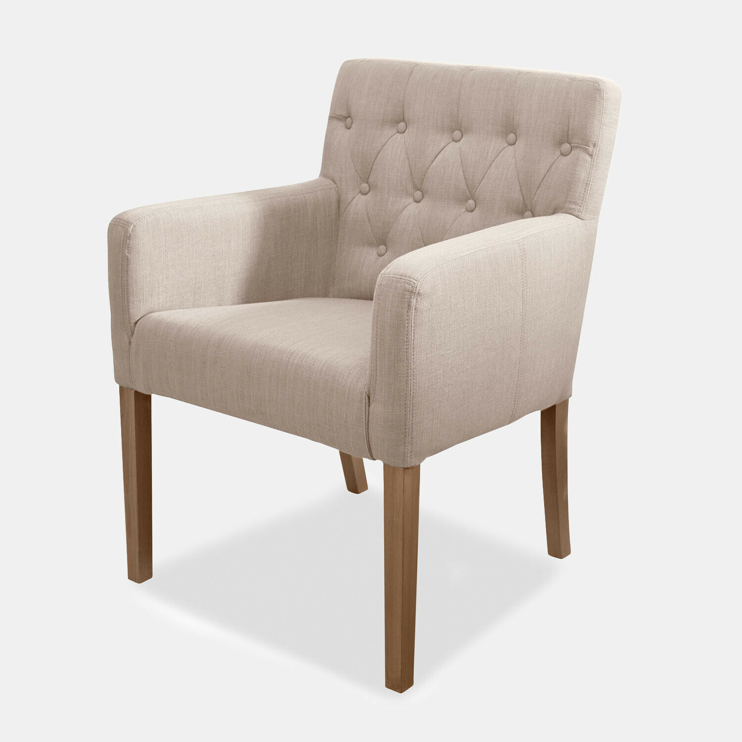 Chaise Betterton Fauteuil beige en tissu avec pieds en bois, siège confortable pour salon ou bureau