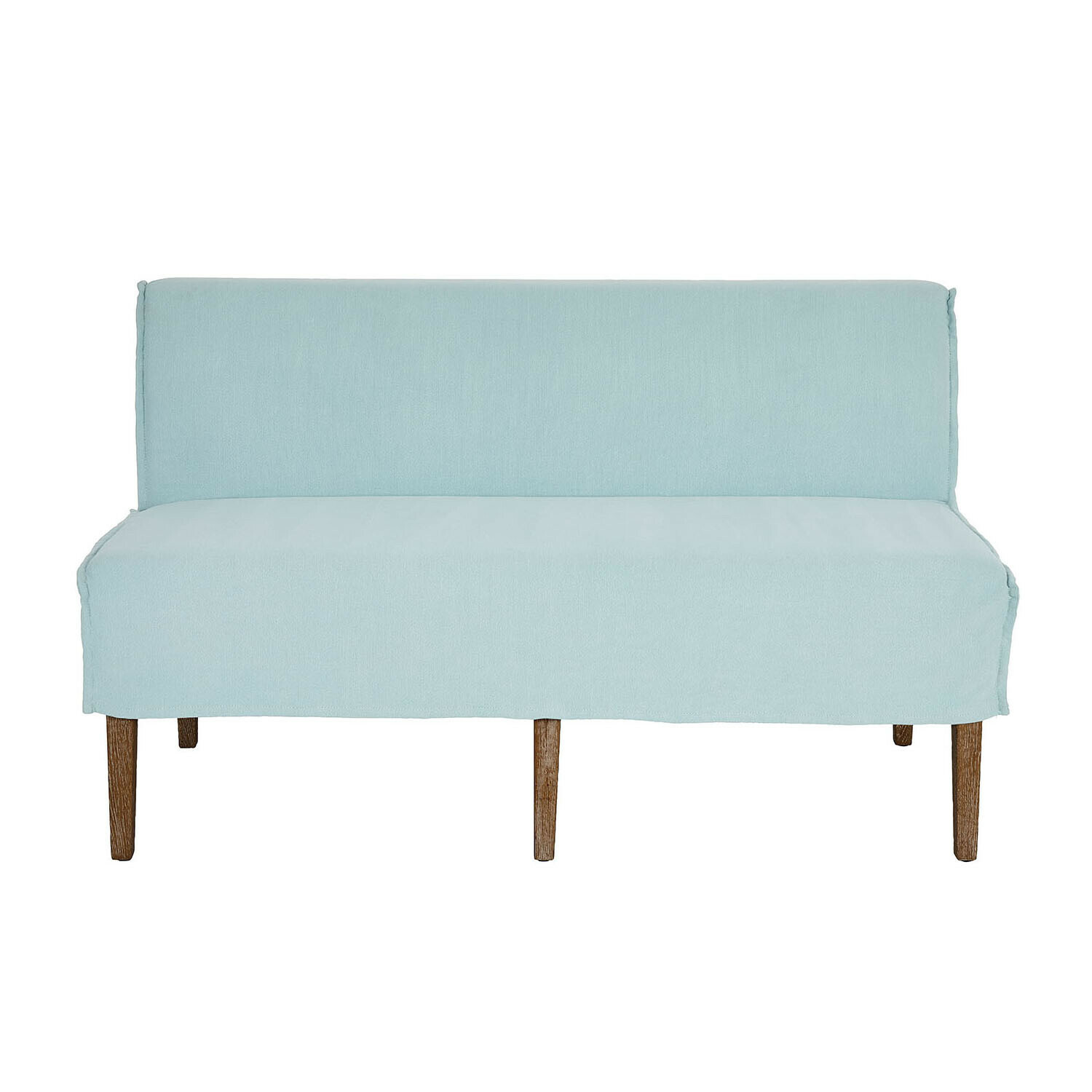 bleu clair Canapé de cuisine Vinterfjord bleu clair en tissu avec pieds en bois, meuble confortable pour salle à manger