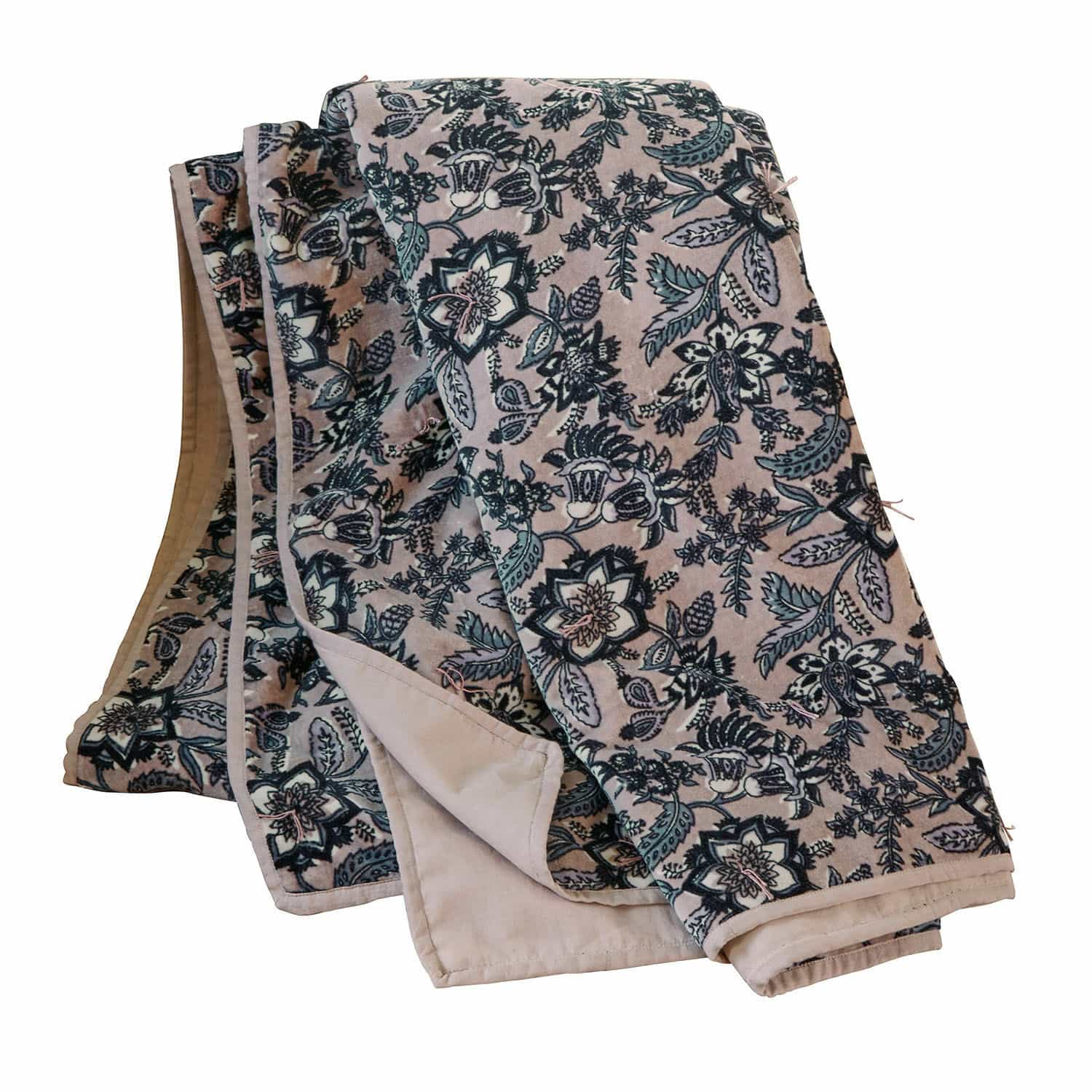 Plaid Elarion Plaid à motif floral beige et vert, tissu doux pour décoration intérieure et confort