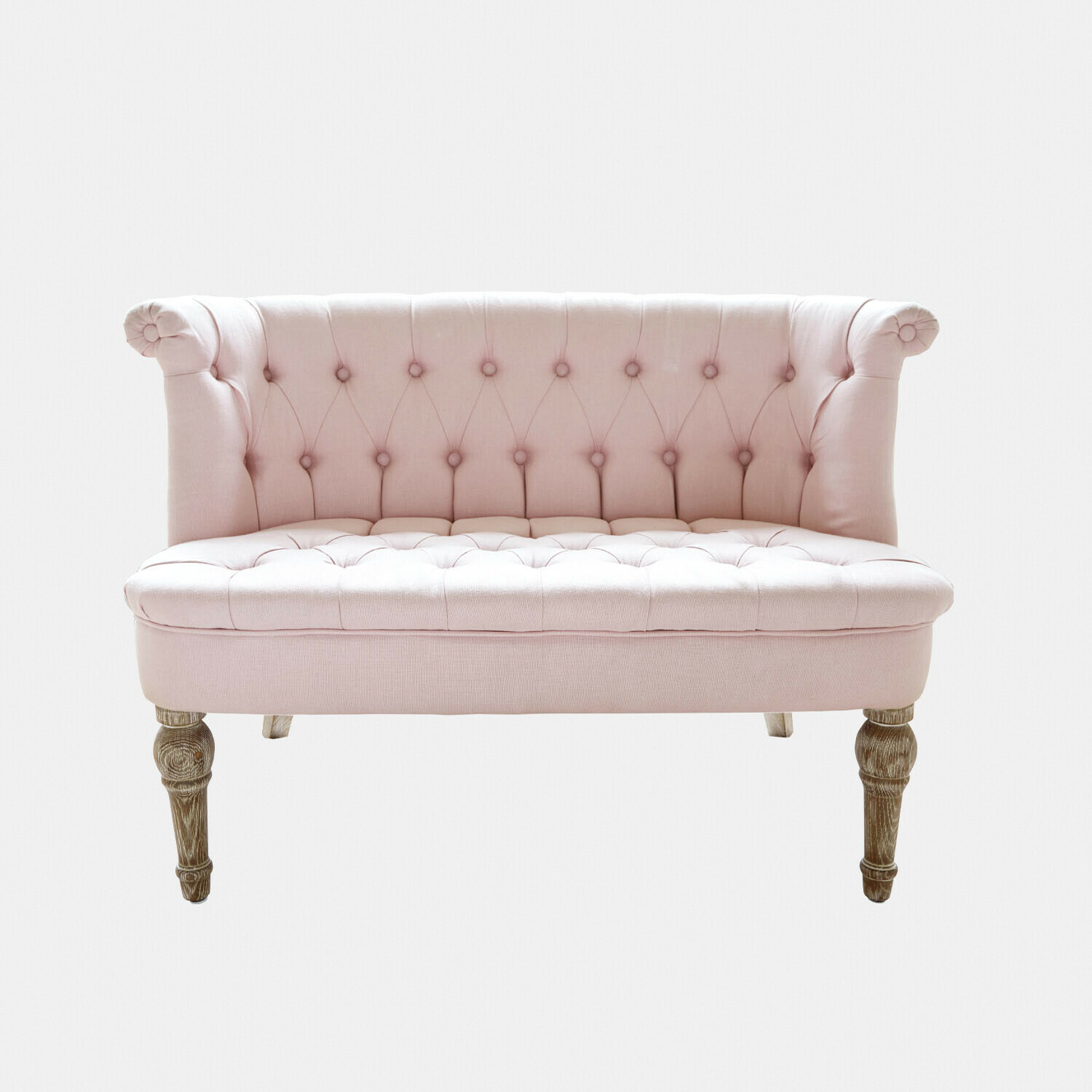 rose Canapé rose Weralin en tissu avec pieds en bois, meuble élégant pour salon moderne