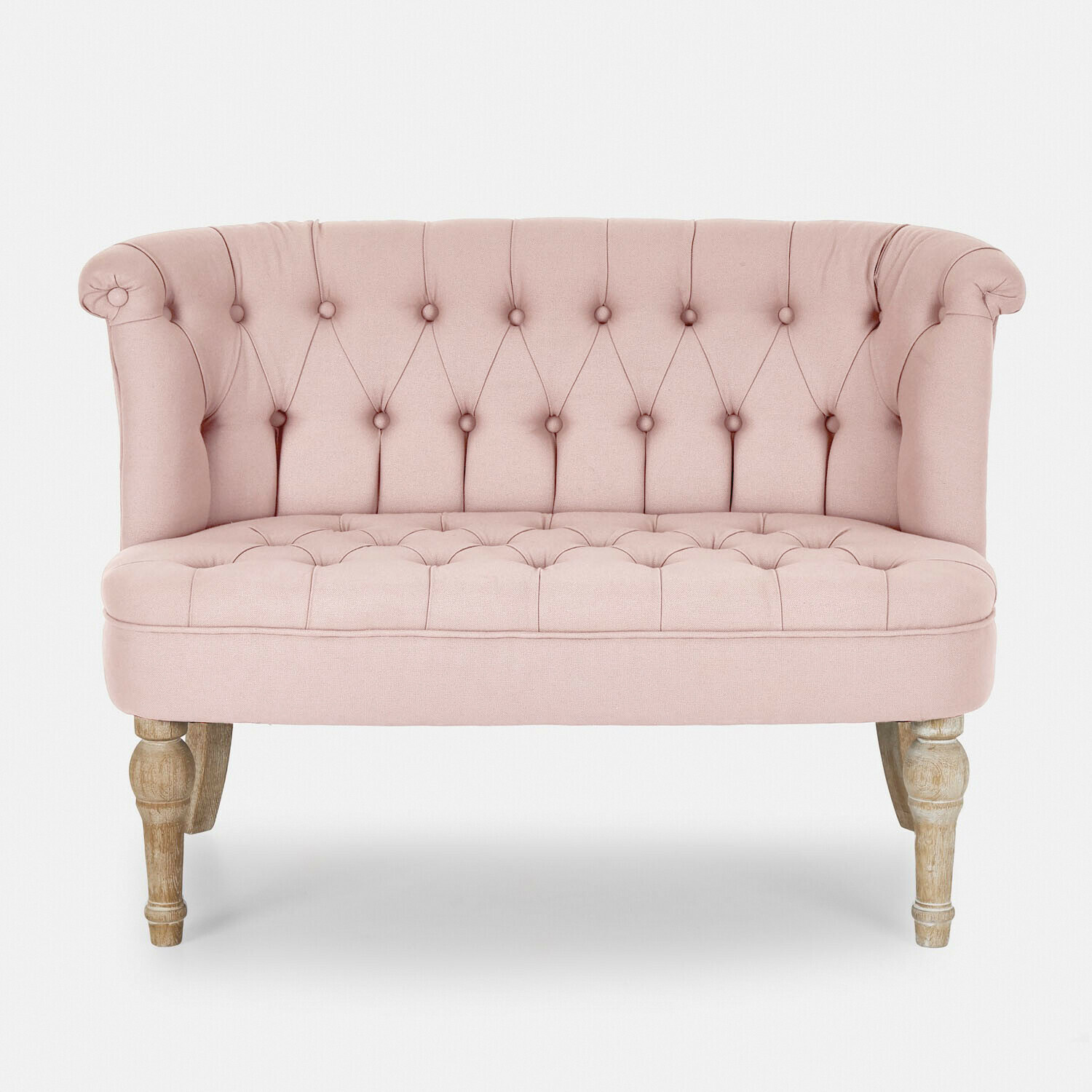 Canapé rose Weralin en tissu avec pieds en bois, meuble élégant pour salon moderne