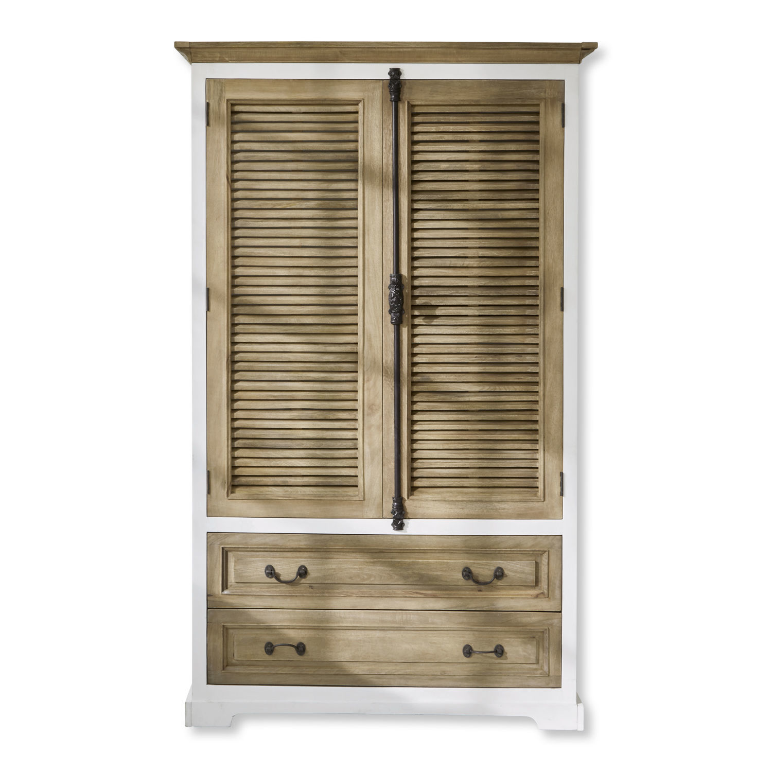 Armoire Bureau Armoire en bois avec cadre blanc et deux tiroirs, couleur bois naturel, meuble de rangement