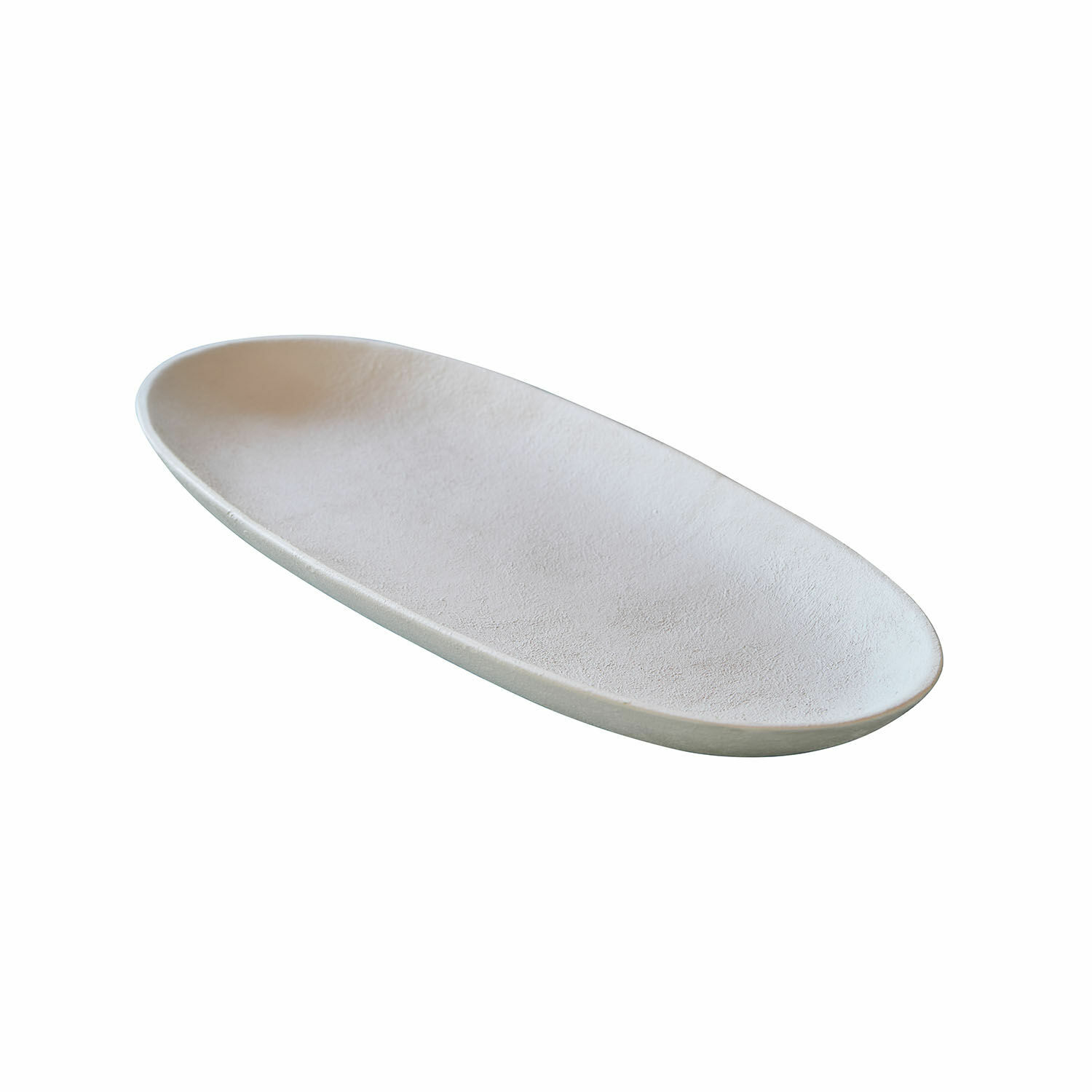 Coupelle Cantresse Plateau ovale en céramique blanche mate, parfait pour la décoration et le service.