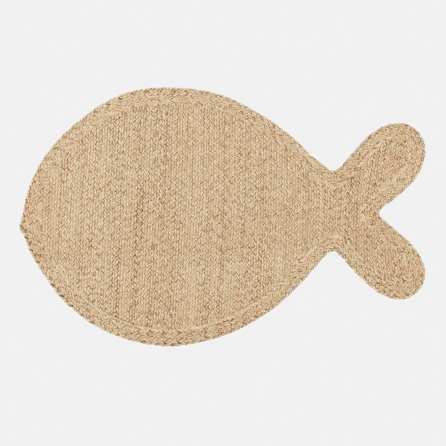 Tapis en forme de poisson en jute beige naturel, décoration écologique pour intérieur chaleureux