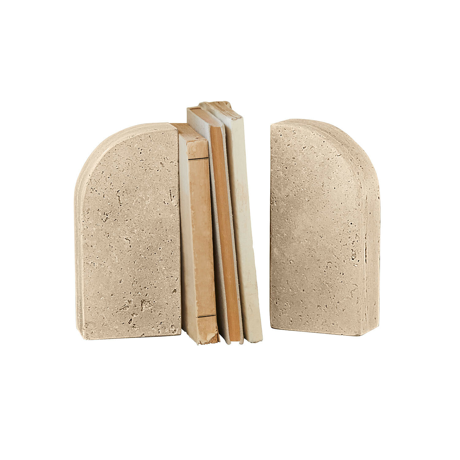Lot de 2 serre-livres Caleneuve Paire de serre-livres en pierre beige, parfaits pour organiser et décorer les étagères