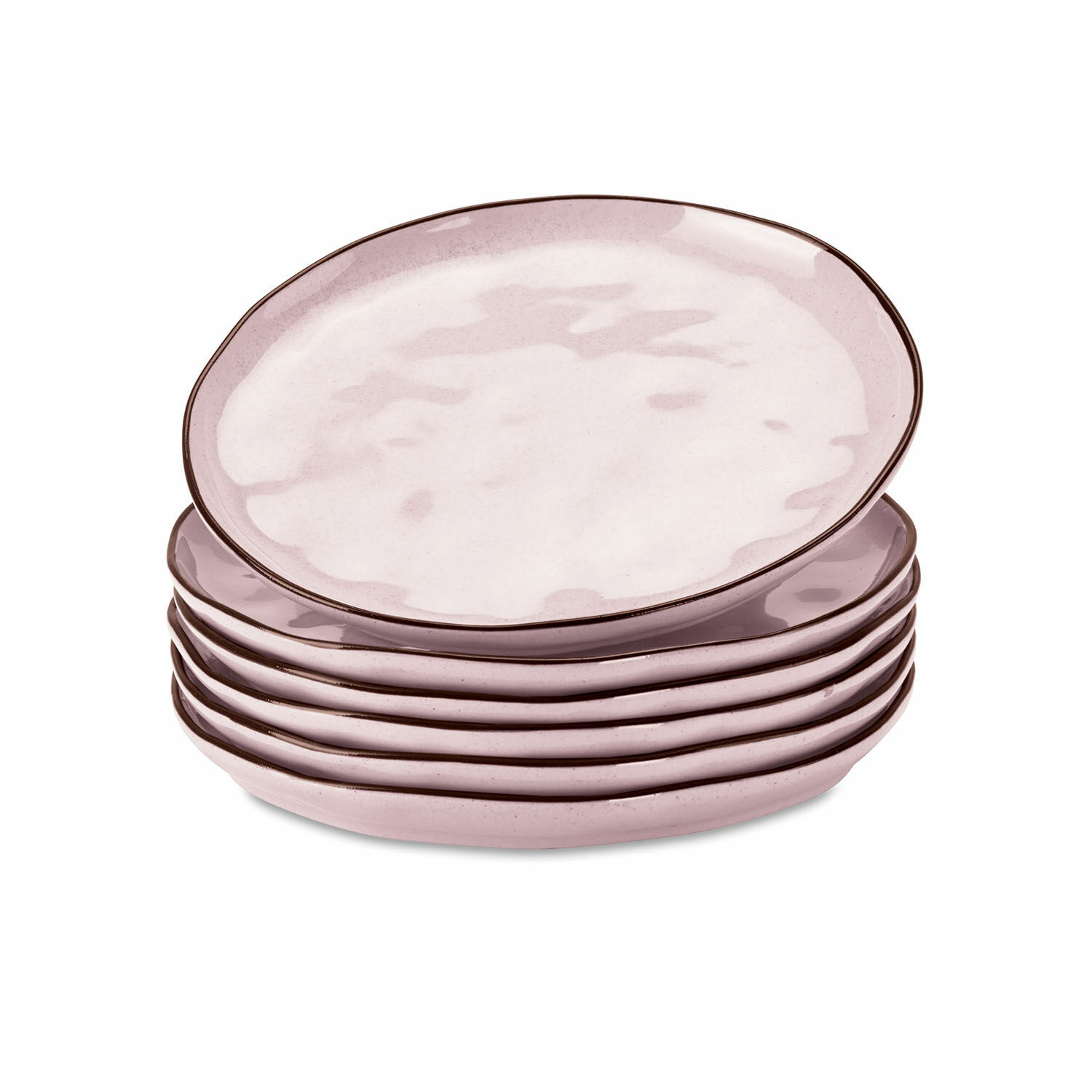 rose Ensemble de 6 assiettes à dessert roses en céramique Biarritz pour servir gâteaux et snacks