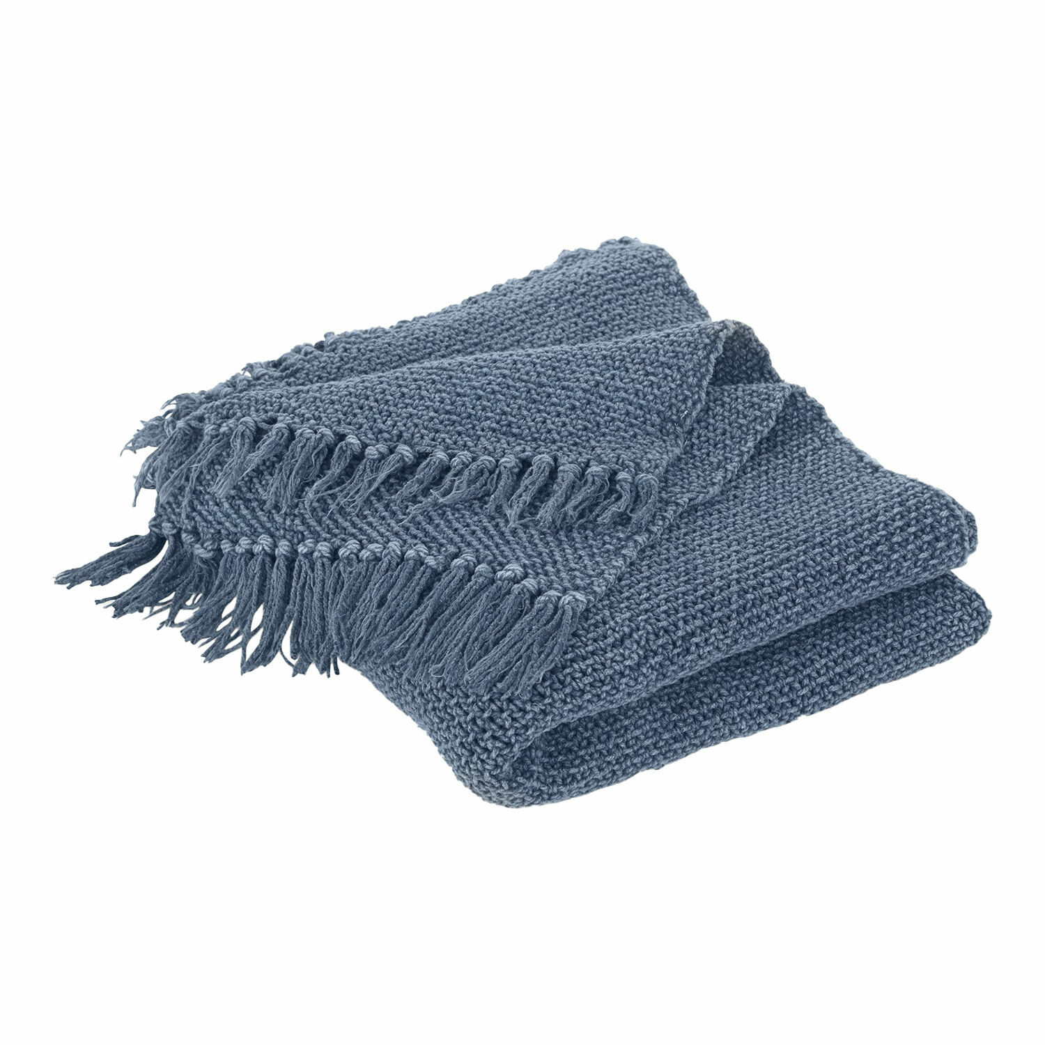 bleu Plaid bleu Kendall en maille douce avec franges, parfait pour décorer et réchauffer la maison