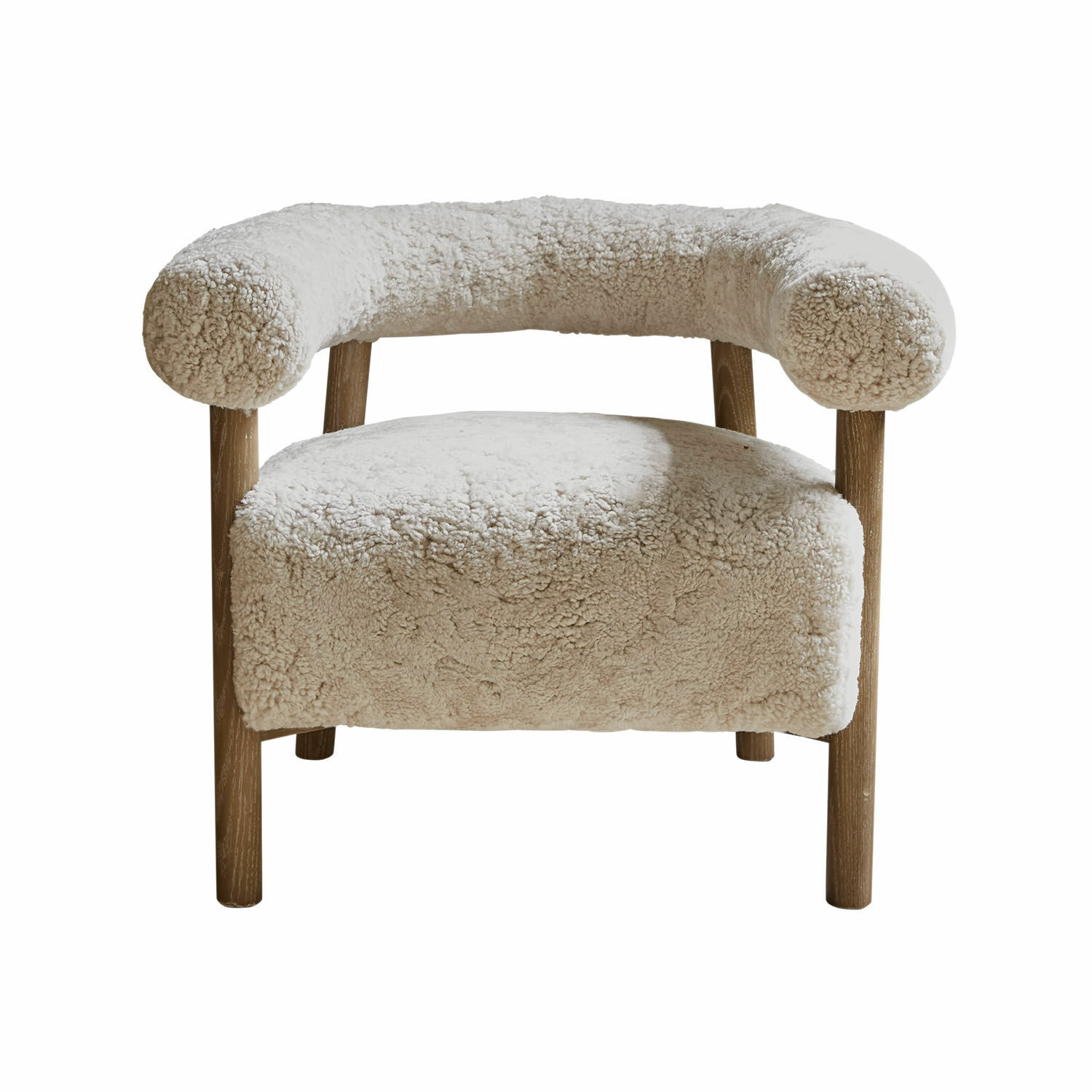 Fauteuil Cedarbrook Fauteuil beige clair en tissu doux avec pieds en bois pour un salon confortable