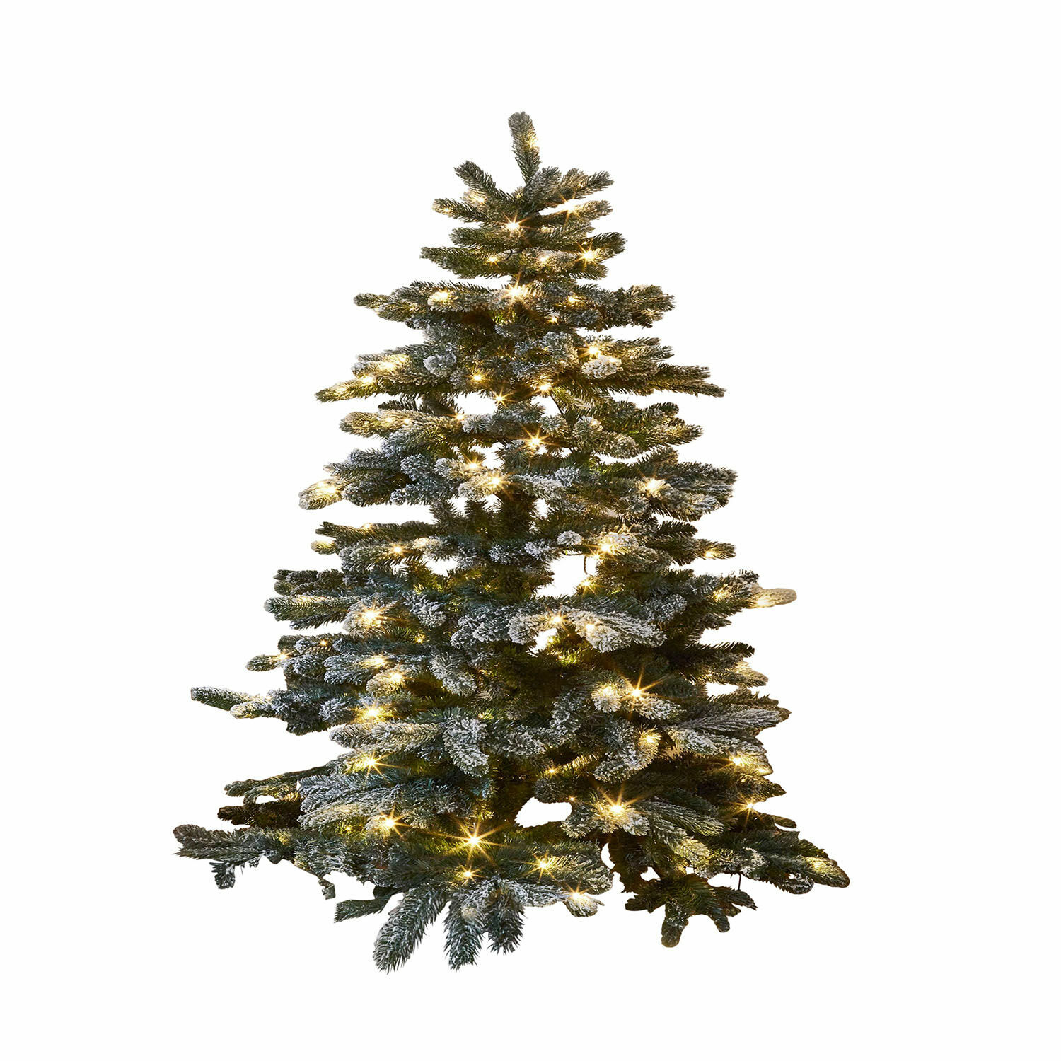 Sapin de Noël Mannier Sapin artificiel avec branches enneigées et lumières LED chaudes pour décoration de Noël