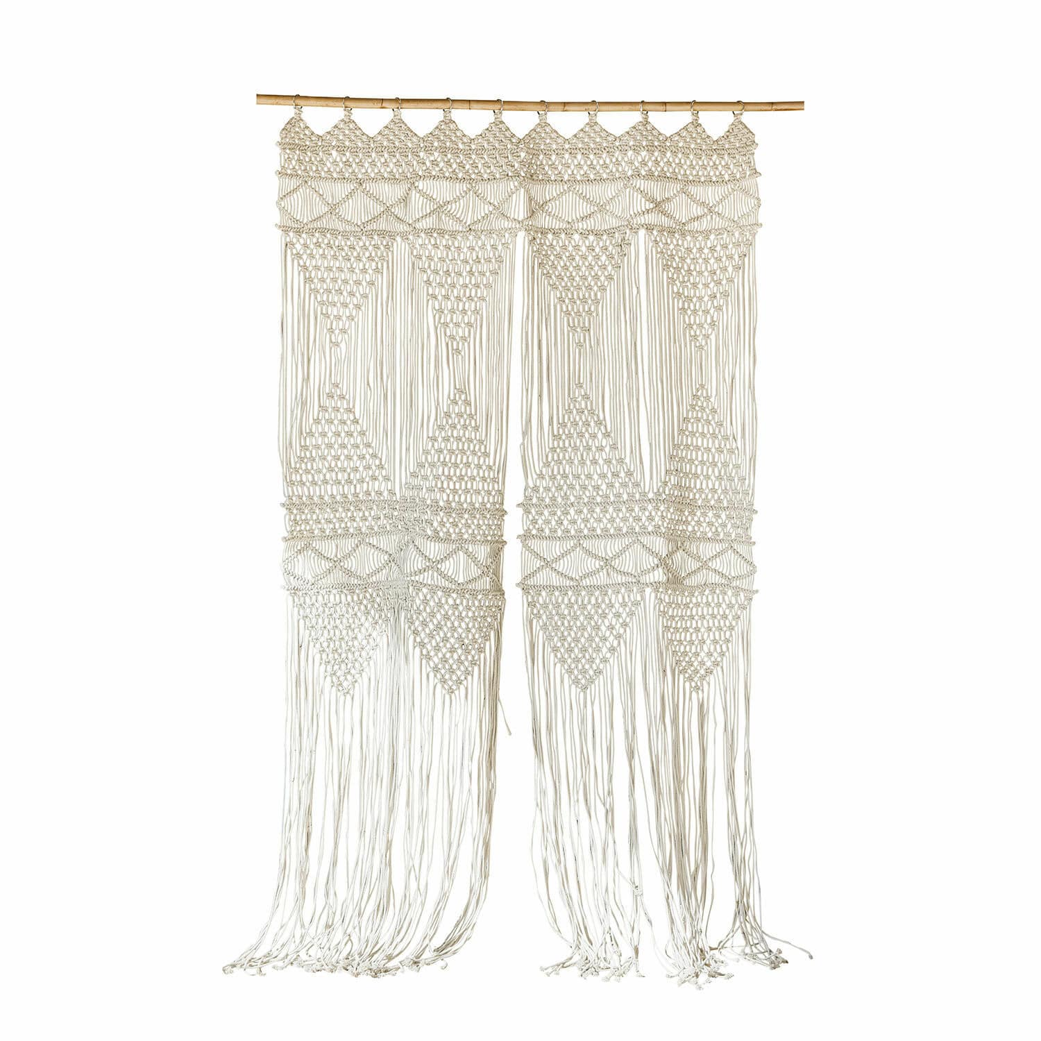 Voilage Kivelli Rideau macramé décoratif en coton naturel avec franges pour une ambiance bohème intérieure