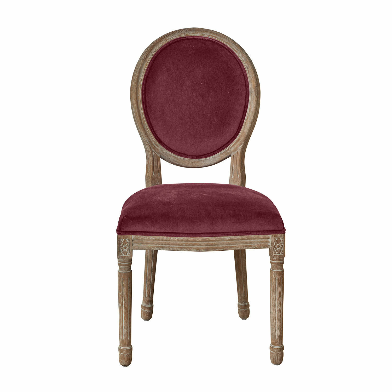 Chaise Alviano en bois avec assise en velours violet, design classique pour salon élégant