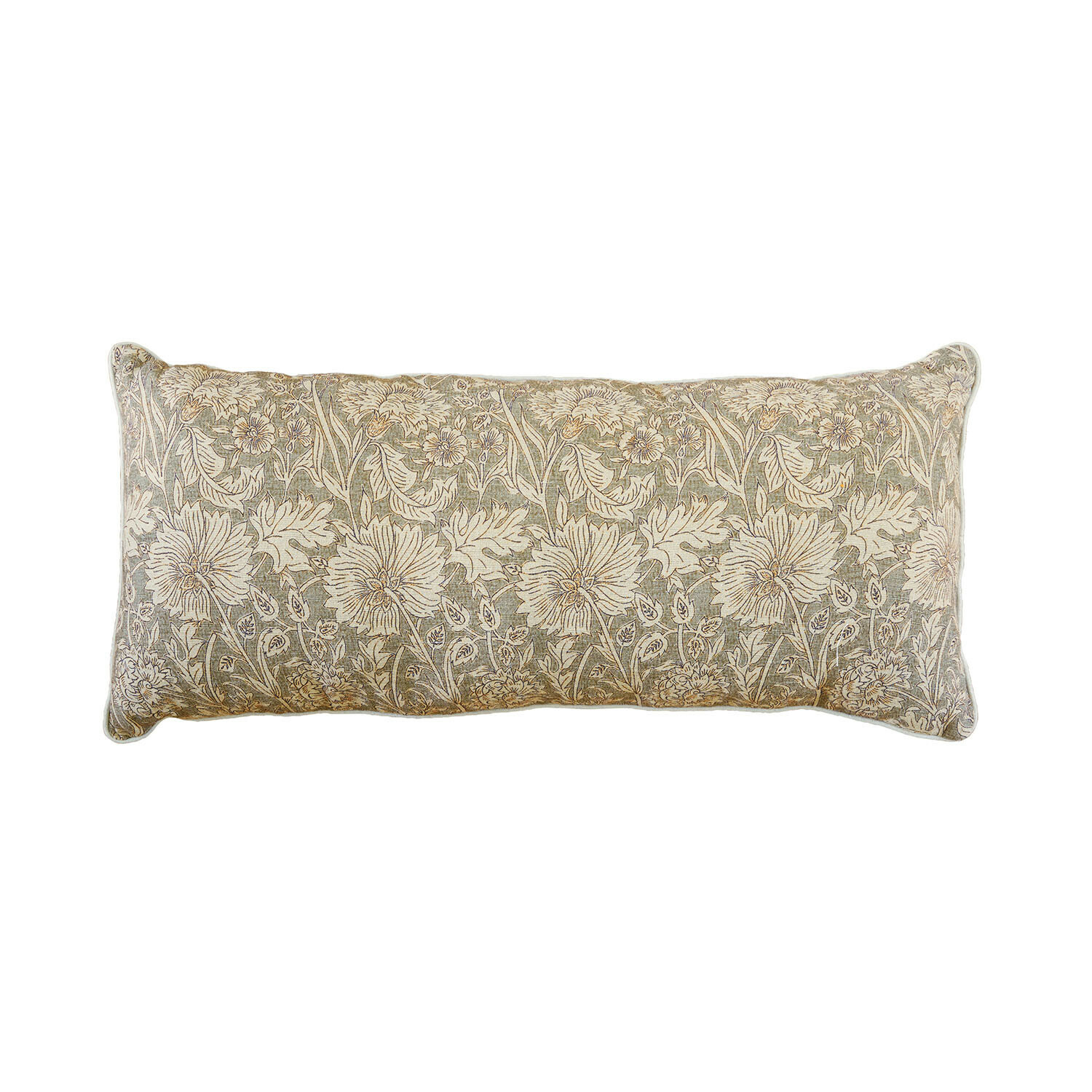 Coussin Jardin Royale Coussin rectangulaire en coton avec motif floral vert et beige pour décoration intérieure