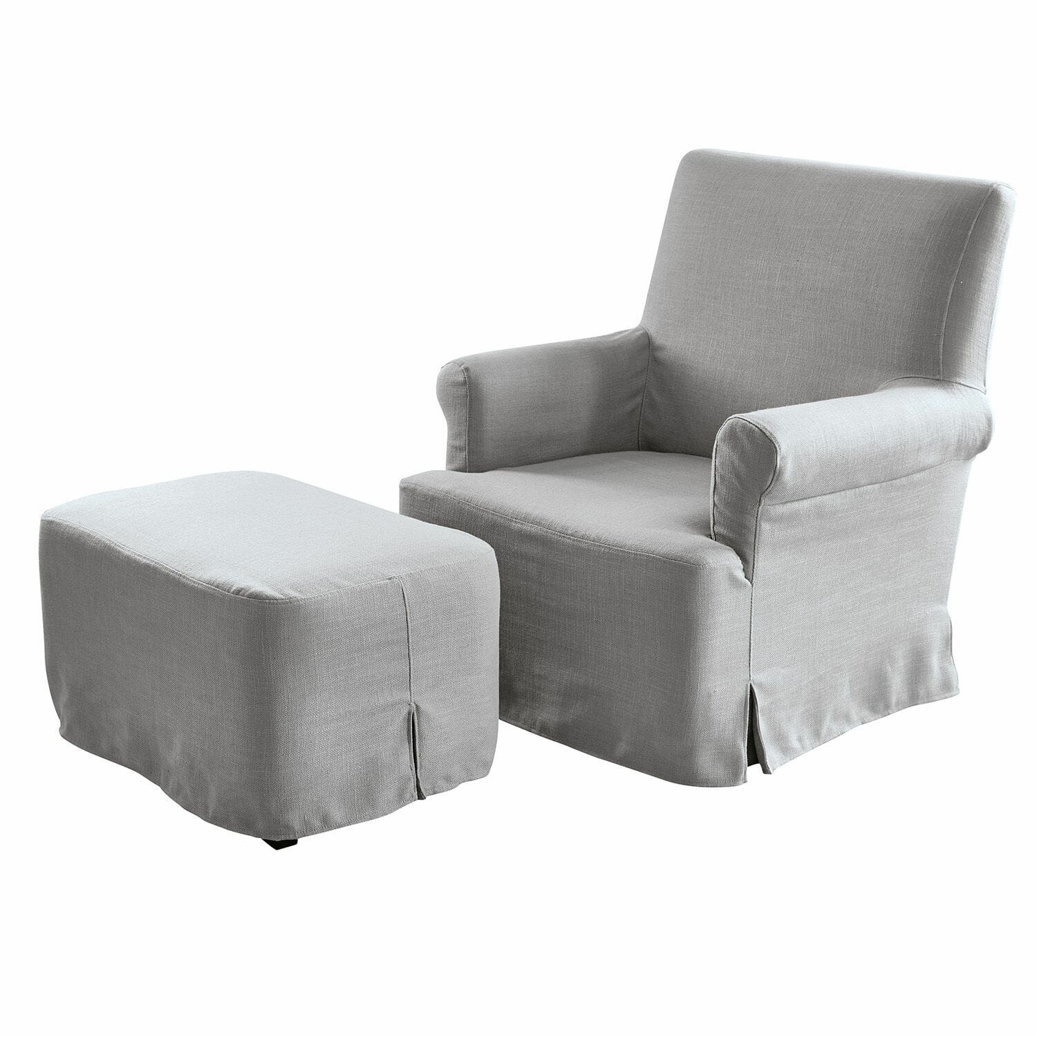 Fauteuil avec pouf Nasour Fauteuil gris en tissu avec repose-pieds, meuble confortable pour salon, design moderne
