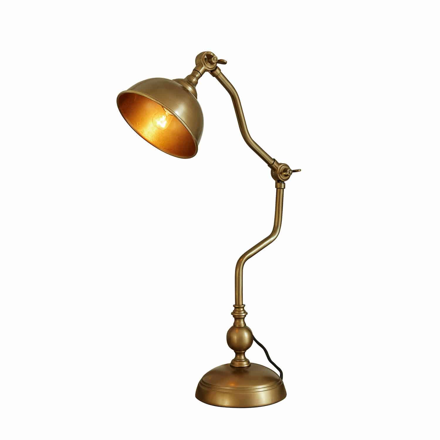 Lampe à poser Harrowden Lampe de bureau en métal doré avec bras articulé et lumière chaude pour espace de travail