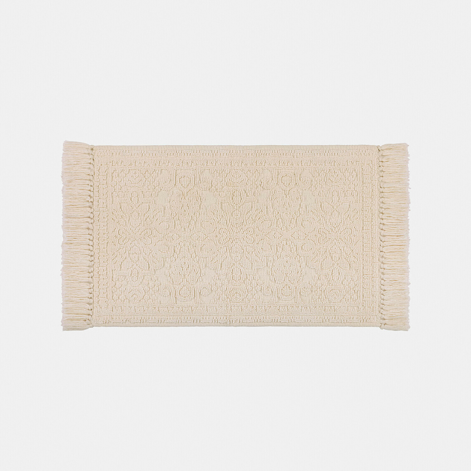 Vase 2er Set Dolcin Tapis beige en coton avec franges et motif délicat, doux et décoratif pour intérieur