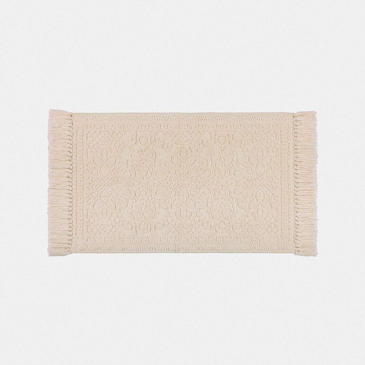 Vase 2er Set Dolcin Tapis beige en coton avec franges et motif délicat, doux et décoratif pour intérieur