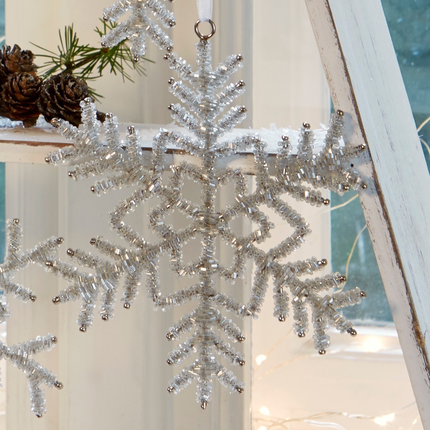Lot de 5 décorations de Noël Snowflake