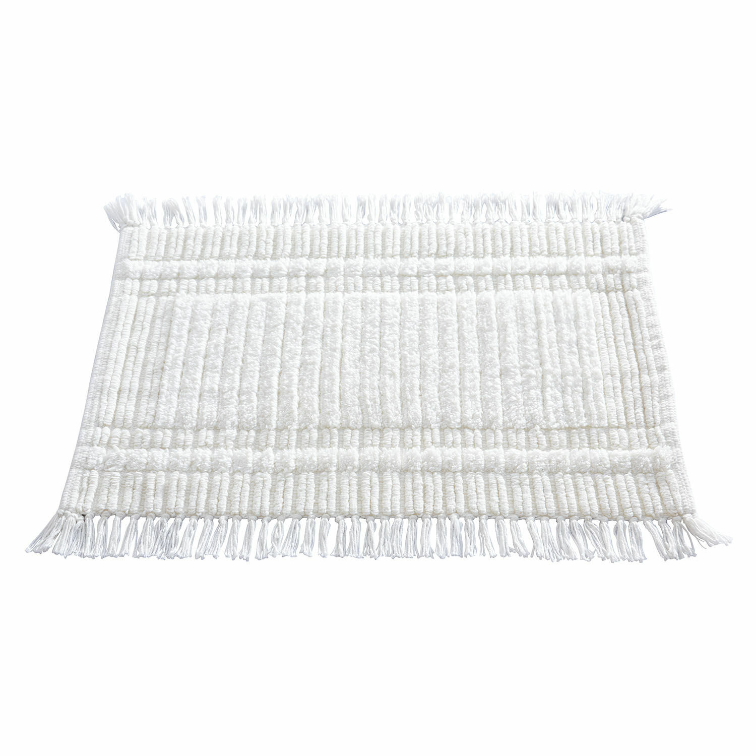 blanc Tapis de bain blanc Nexilo avec franges, doux et absorbant, antidérapant pour salle de bain