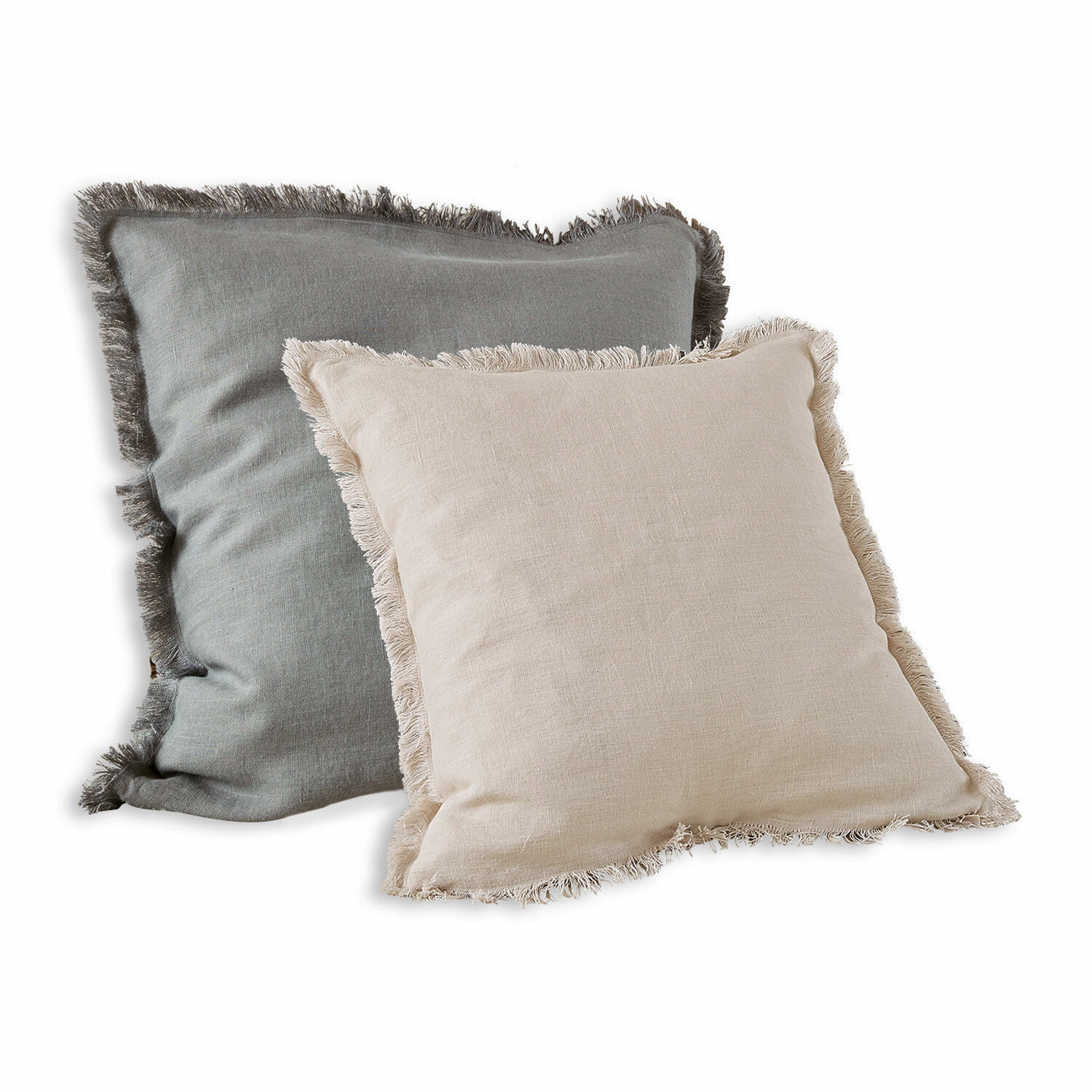 gris/beige Lot de 2 housses de coussin Quebo en lin gris et beige pour décoration intérieure élégante
