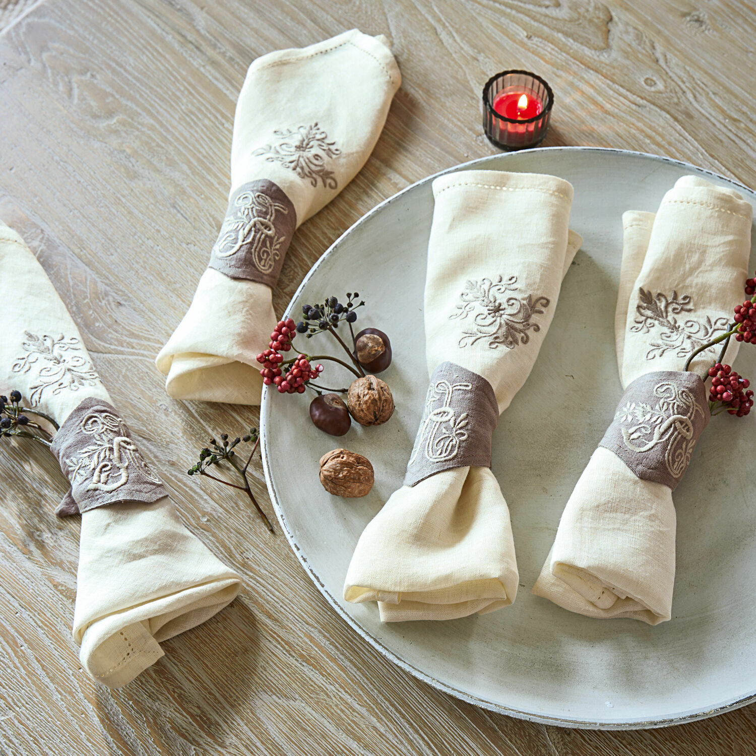 Lot de 4 ronds de serviettes Ashley
