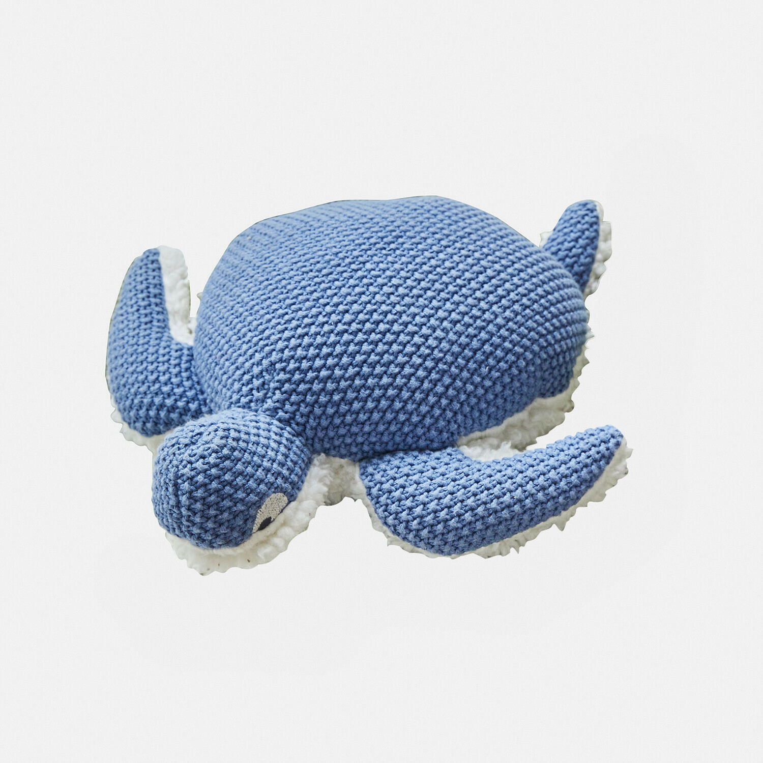 Peluche Lomencia Coussin doux en forme de tortue bleu tricoté avec bordure blanche, décoration pour chambre d'enfant
