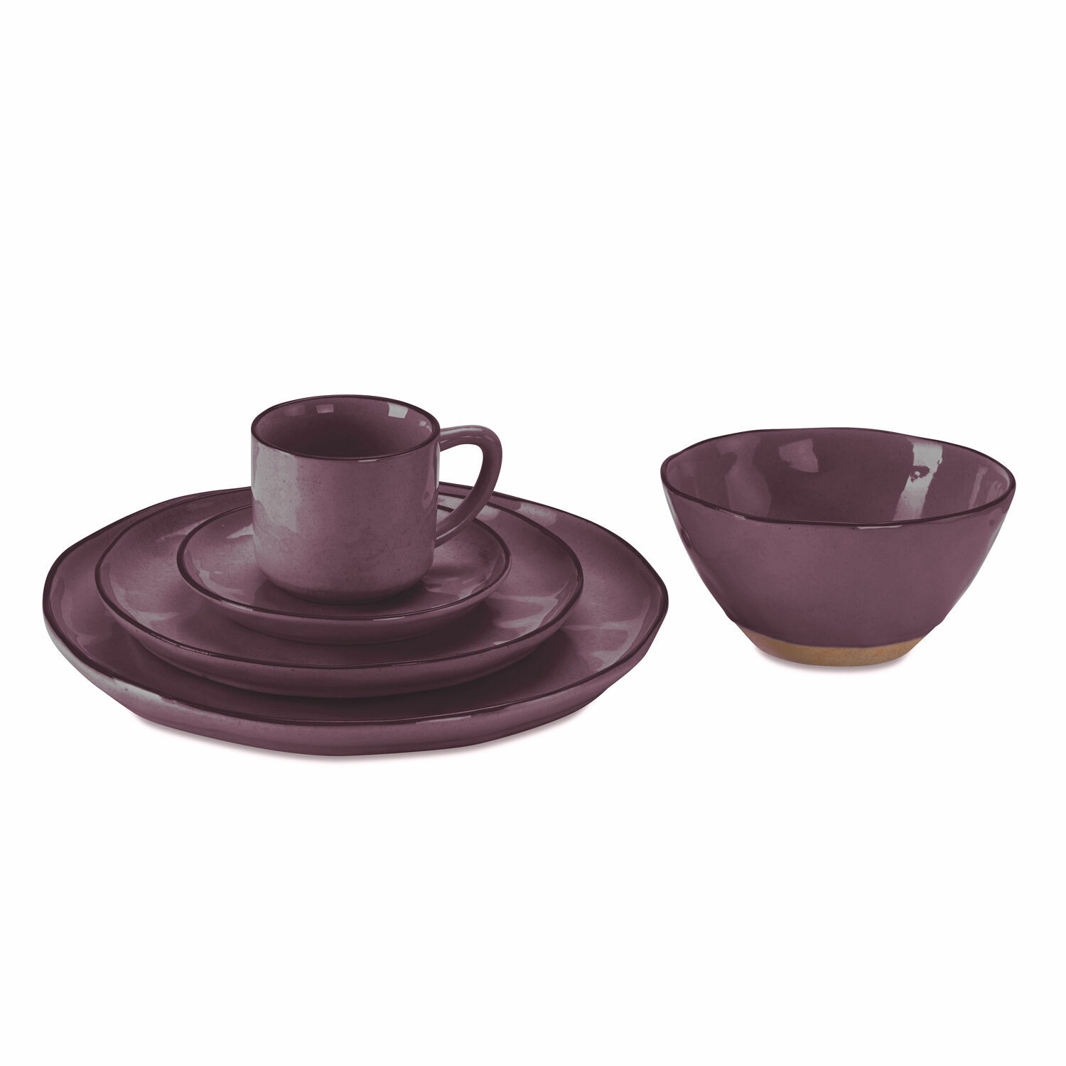 violet Service de table 30 pièces en céramique violette Biarritz pour usage quotidien et décoration