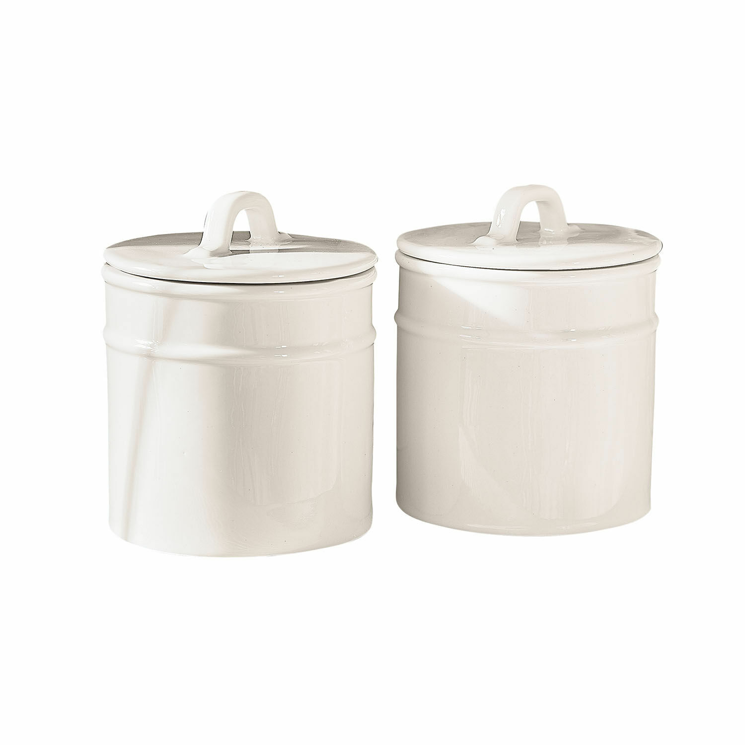 Ensemble de 2 boîtes de rangement en céramique blanche avec couvercles pour cuisine